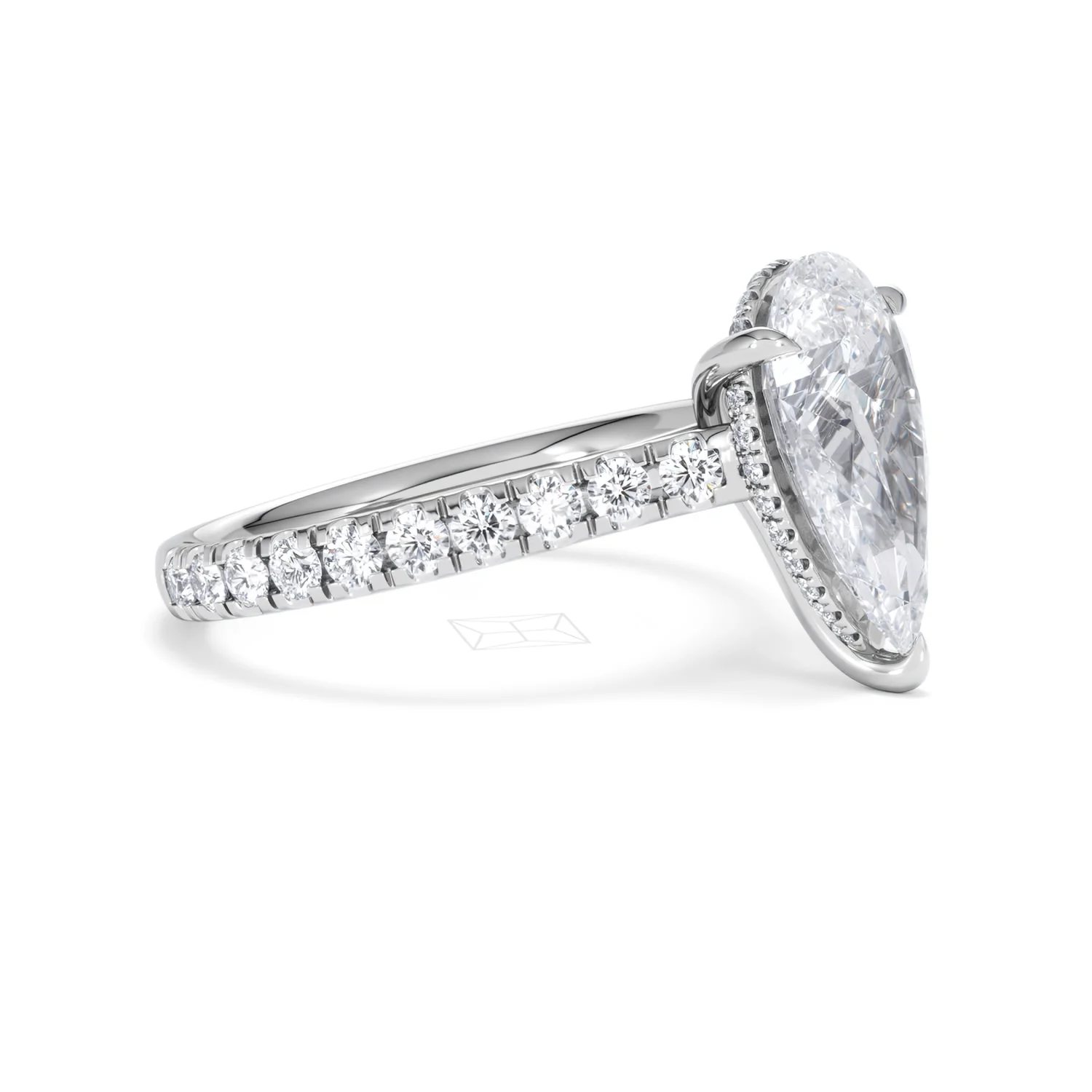 Amora Pear 3.36ct Hidden Halo Lab Diamond Engagement Ring With Side Stones Set in 18K Platinum - Image 21