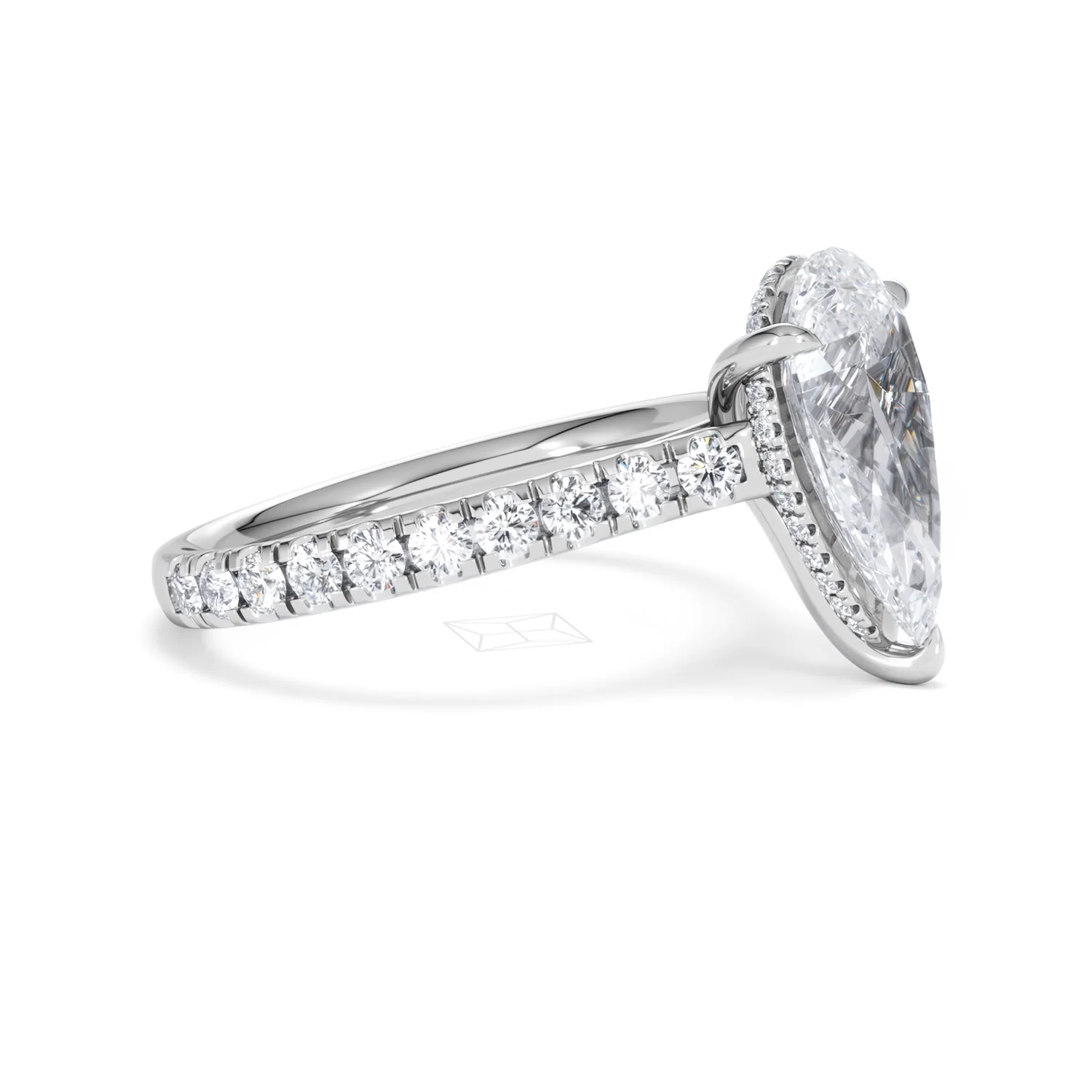 Amora Pear 3.36ct Hidden Halo Lab Diamond Engagement Ring With Side Stones Set in 18K Platinum - Image 22