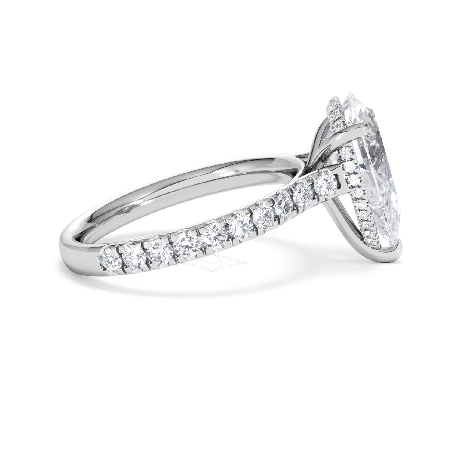 Amora Pear 3.36ct Hidden Halo Lab Diamond Engagement Ring With Side Stones Set in 18K Platinum - Image 28