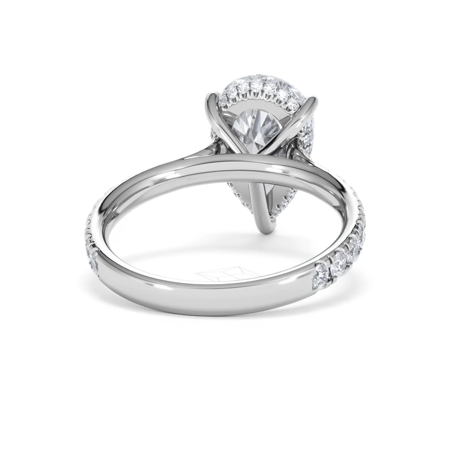 Amora Pear 3.36ct Hidden Halo Lab Diamond Engagement Ring With Side Stones Set in 18K Platinum - Image 45