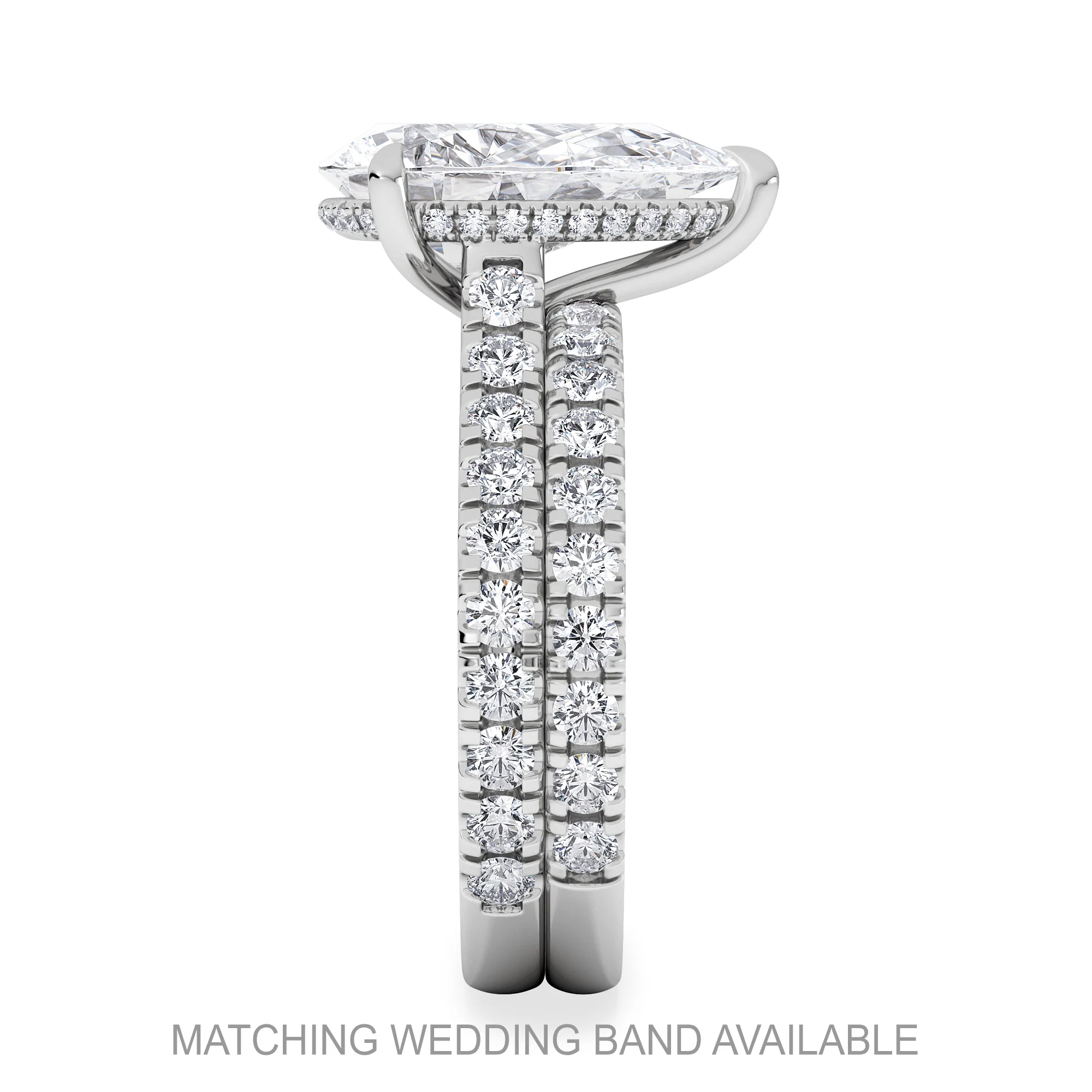Amora Pear 3.36ct Hidden Halo Lab Diamond Engagement Ring With Side Stones Set in 18K Platinum - Image 5