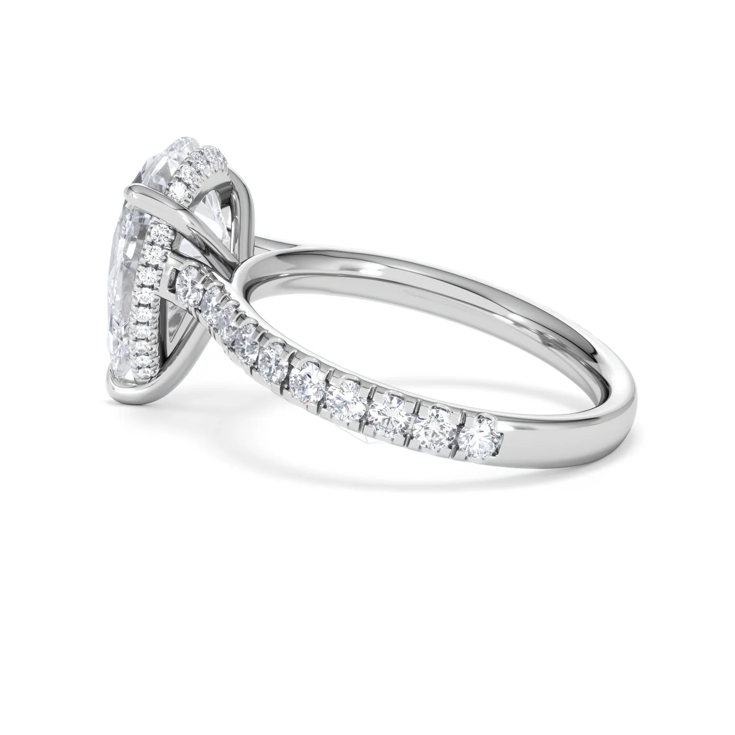 Amora Pear 3.36ct Hidden Halo Lab Diamond Engagement Ring With Side Stones Set in 18K Platinum - Image 63