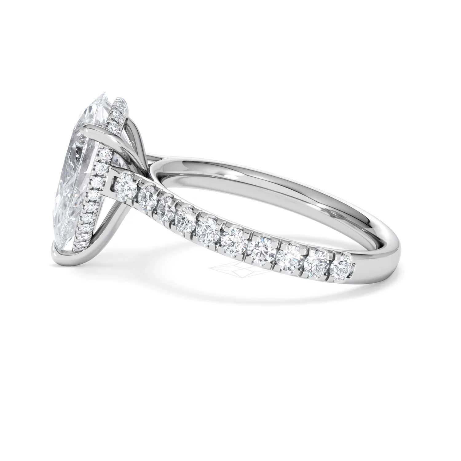 Amora Pear 3.36ct Hidden Halo Lab Diamond Engagement Ring With Side Stones Set in 18K Platinum - Image 67