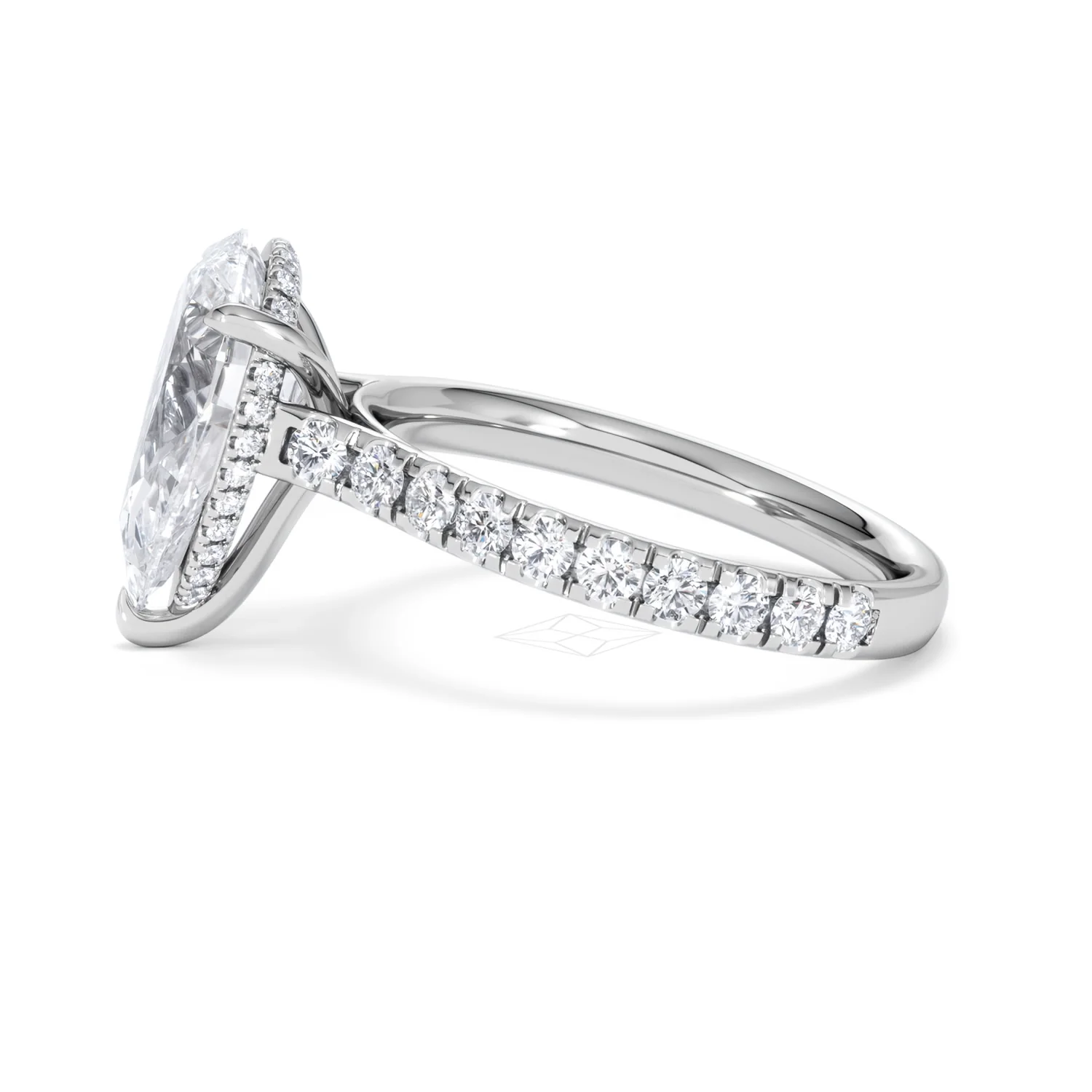 Amora Pear 3.36ct Hidden Halo Lab Diamond Engagement Ring With Side Stones Set in 18K Platinum - Image 69
