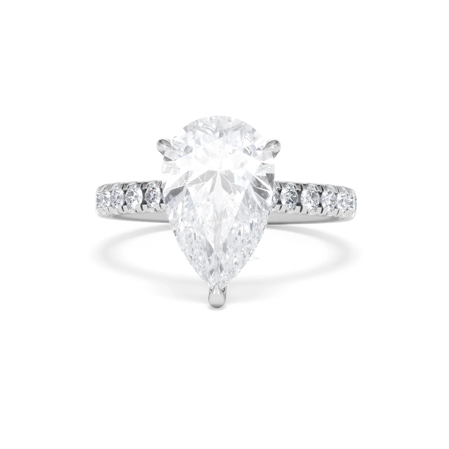 Amora Pear 3.36ct Hidden Halo Lab Diamond Engagement Ring With Side Stones Set in 18K Platinum - Image 87