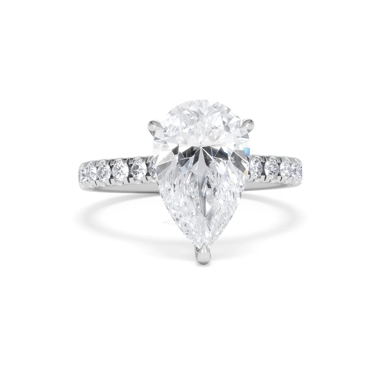 Amora Pear 3.36ct Hidden Halo Lab Diamond Engagement Ring With Side Stones Set in 18K Platinum - Image 9