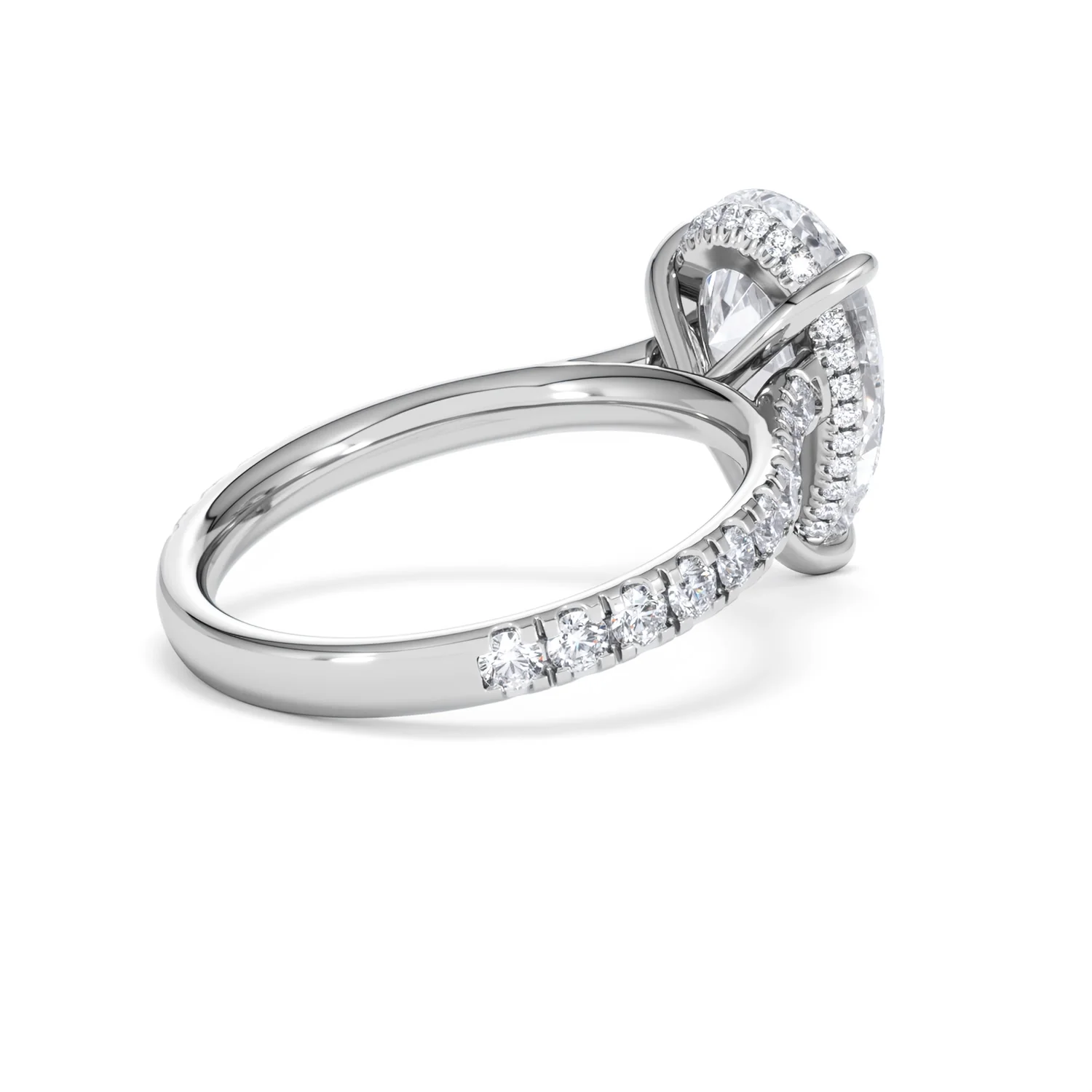 Amora Pear 3.36ct Hidden Halo Lab Diamond Engagement Ring With Side Stones Set in 18K White Gold - Image 37