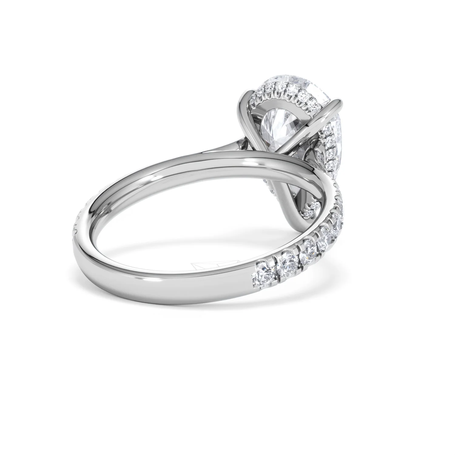 Amora Pear 3.36ct Hidden Halo Lab Diamond Engagement Ring With Side Stones Set in 18K White Gold - Image 41
