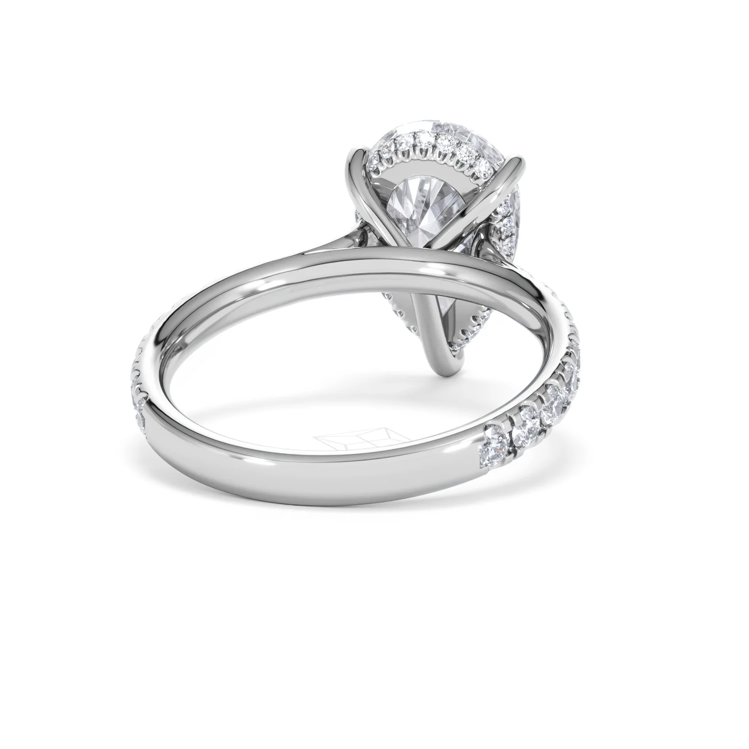 Amora Pear 3.36ct Hidden Halo Lab Diamond Engagement Ring With Side Stones Set in 18K White Gold - Image 44
