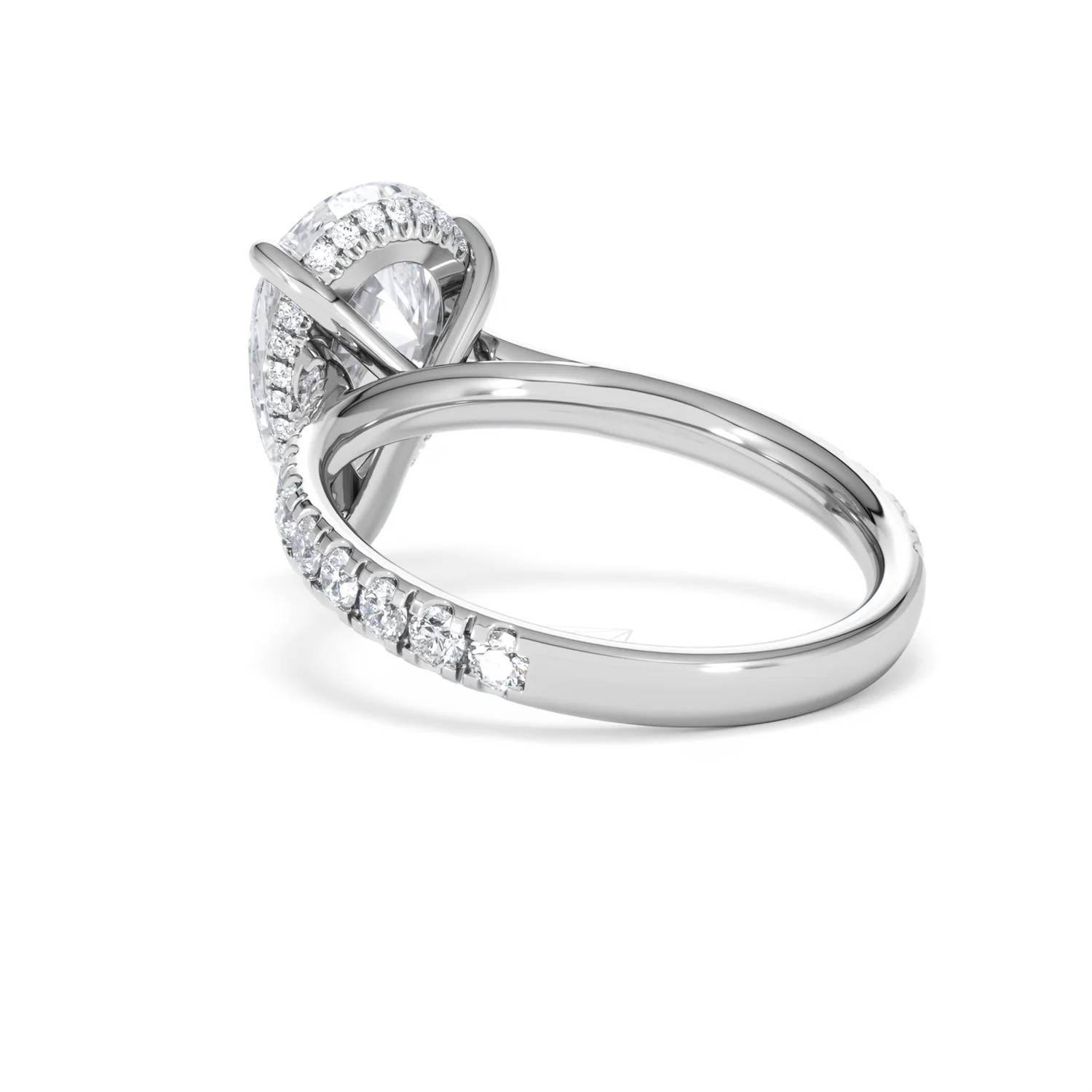 Amora Pear 3.36ct Hidden Halo Lab Diamond Engagement Ring With Side Stones Set in 18K White Gold - Image 56
