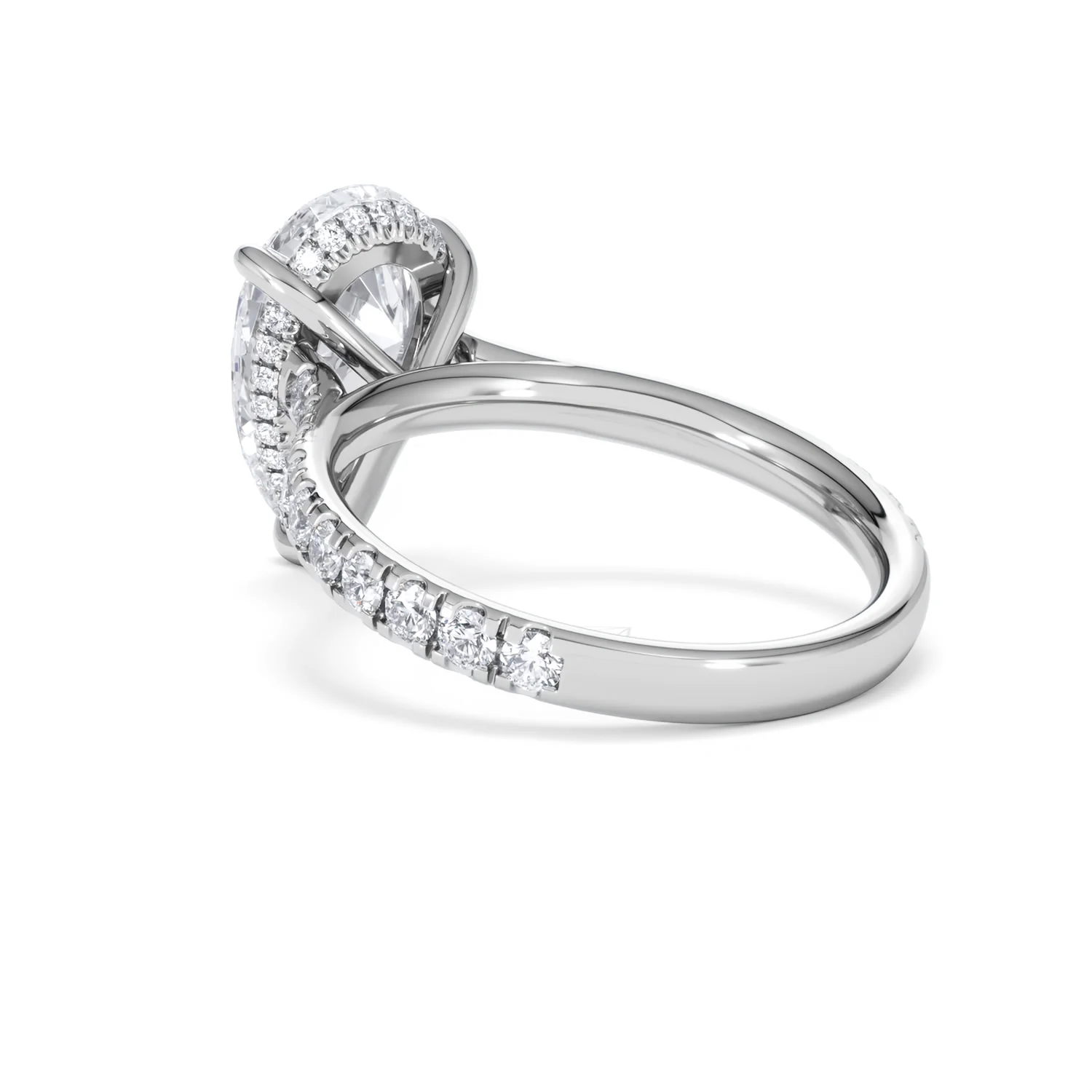 Amora Pear 3.36ct Hidden Halo Lab Diamond Engagement Ring With Side Stones Set in 18K White Gold - Image 57