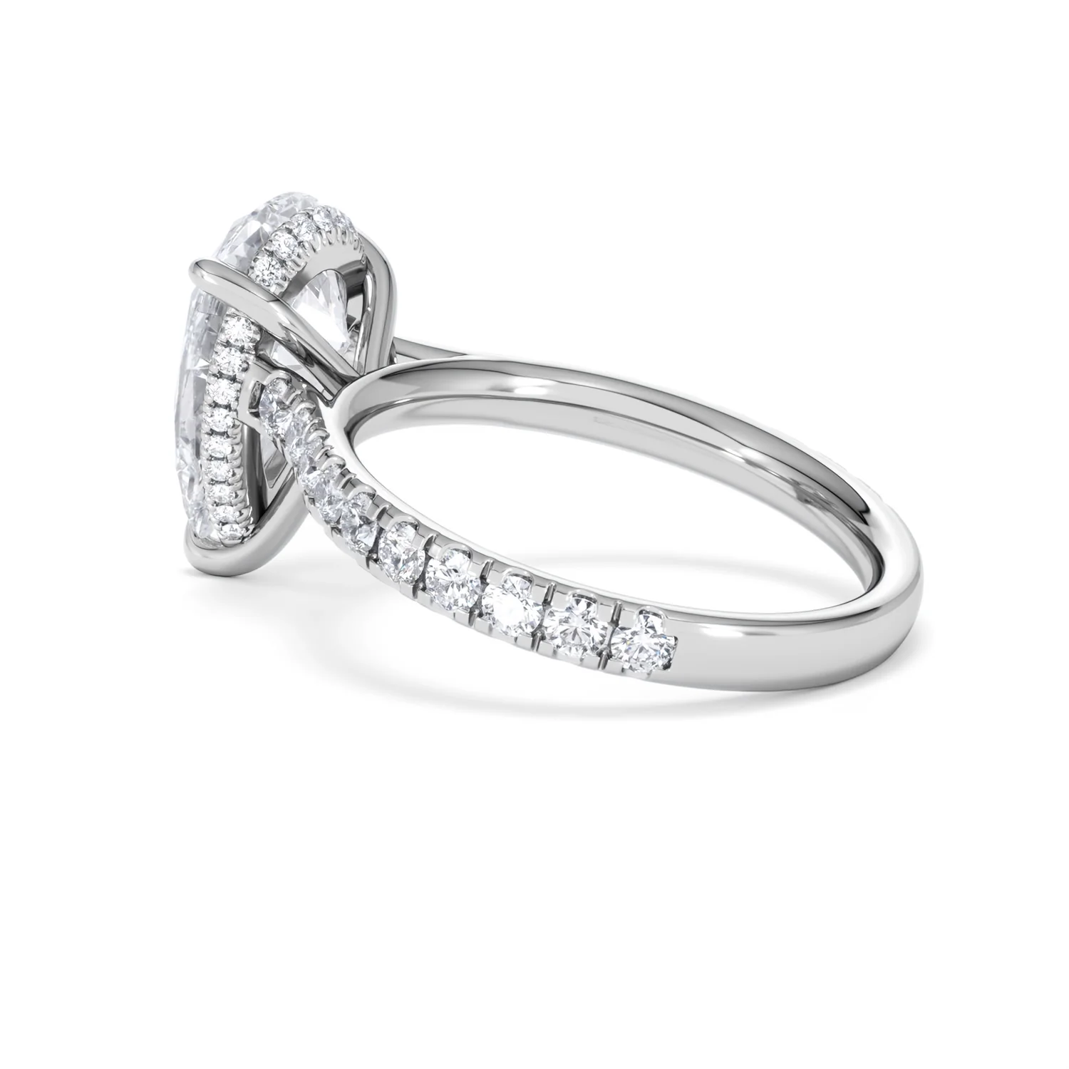 Amora Pear 3.36ct Hidden Halo Lab Diamond Engagement Ring With Side Stones Set in 18K White Gold - Image 61