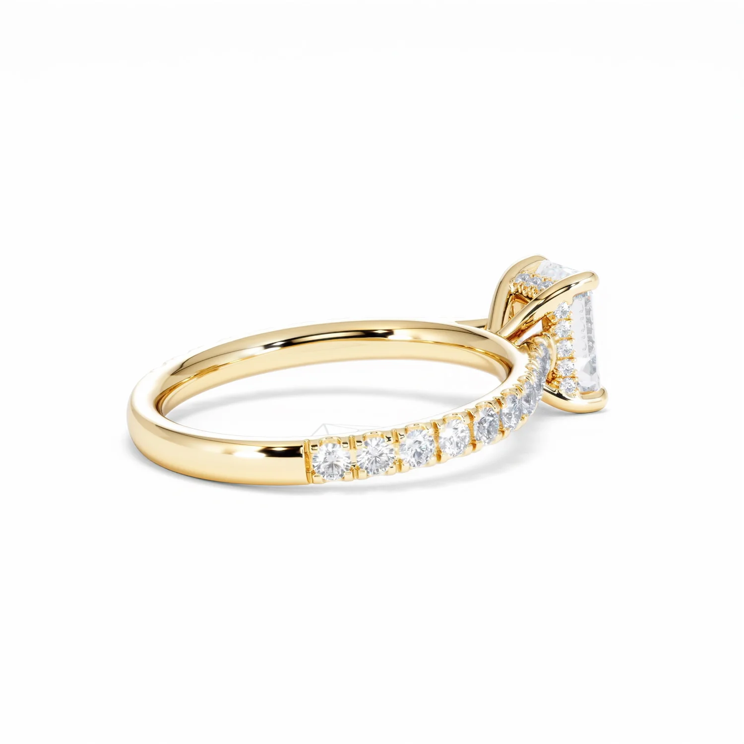 Amora Radiant 1.00ct Hidden Halo Diamond Engagement Ring With Side Stones Set in 18K Gold - Image 37