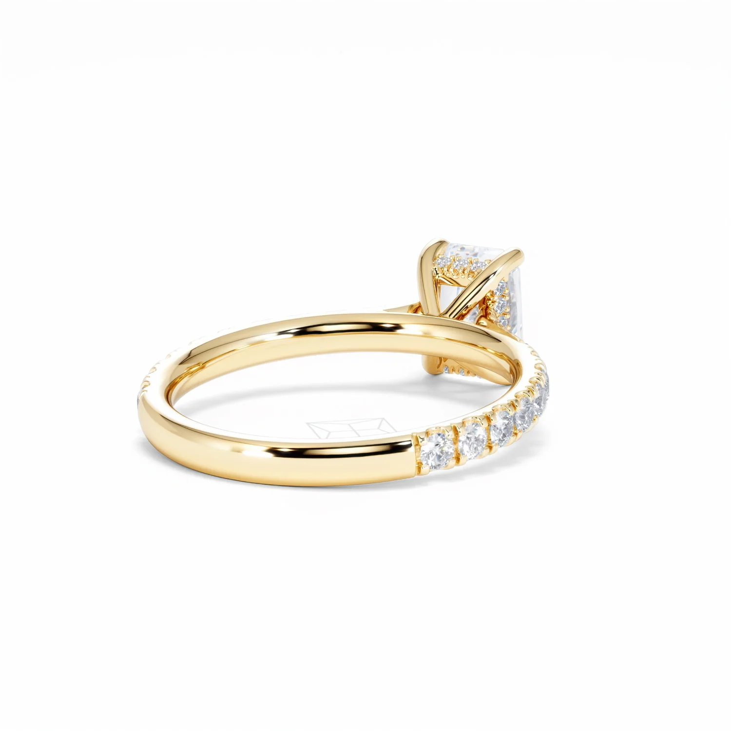 Amora Radiant 1.00ct Hidden Halo Diamond Engagement Ring With Side Stones Set in 18K Gold - Image 43