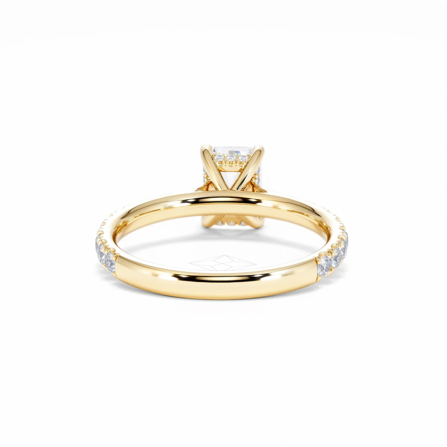 Amora Radiant 1.00ct Hidden Halo Diamond Engagement Ring With Side Stones Set in 18K Gold - Image 49