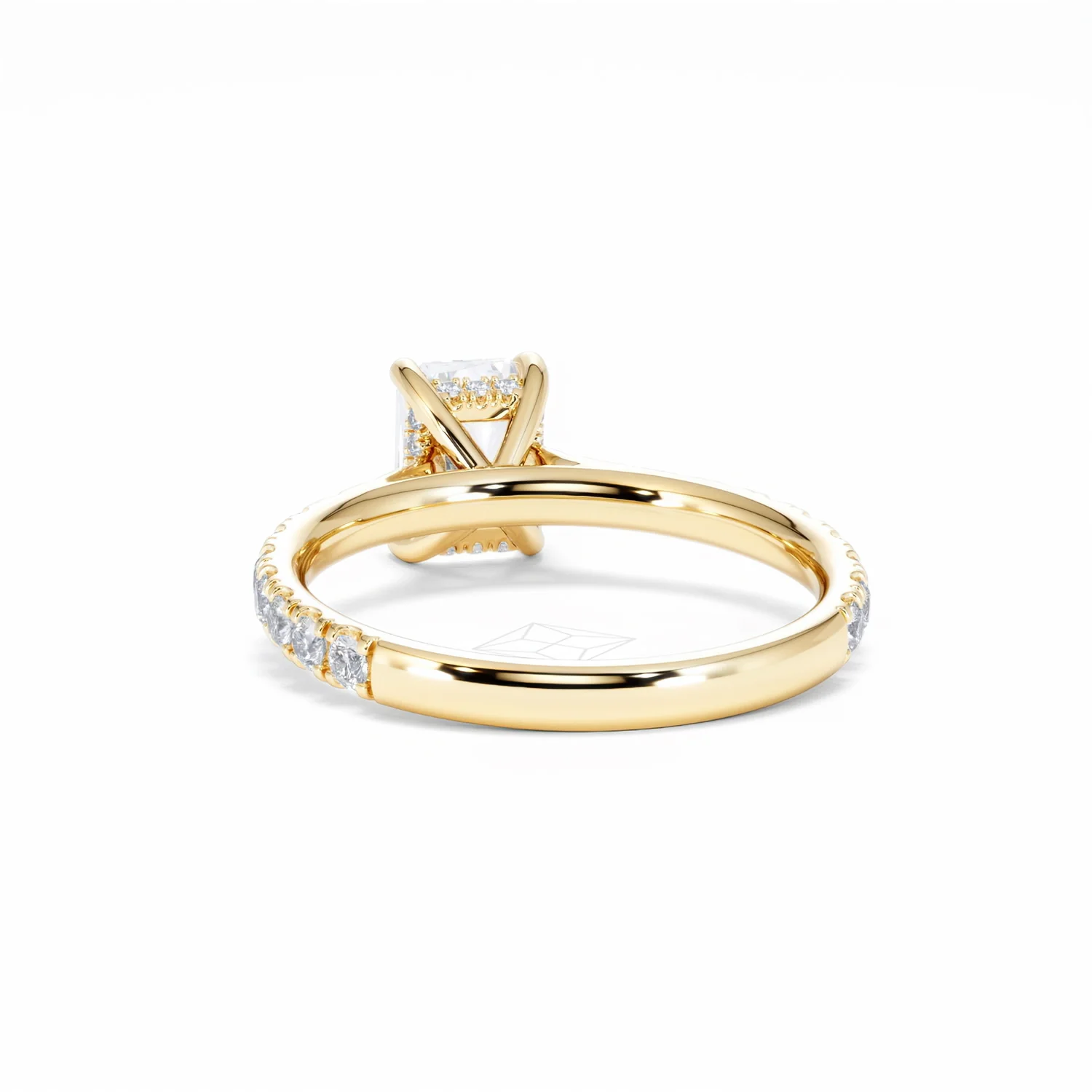Amora Radiant 1.00ct Hidden Halo Diamond Engagement Ring With Side Stones Set in 18K Gold - Image 53