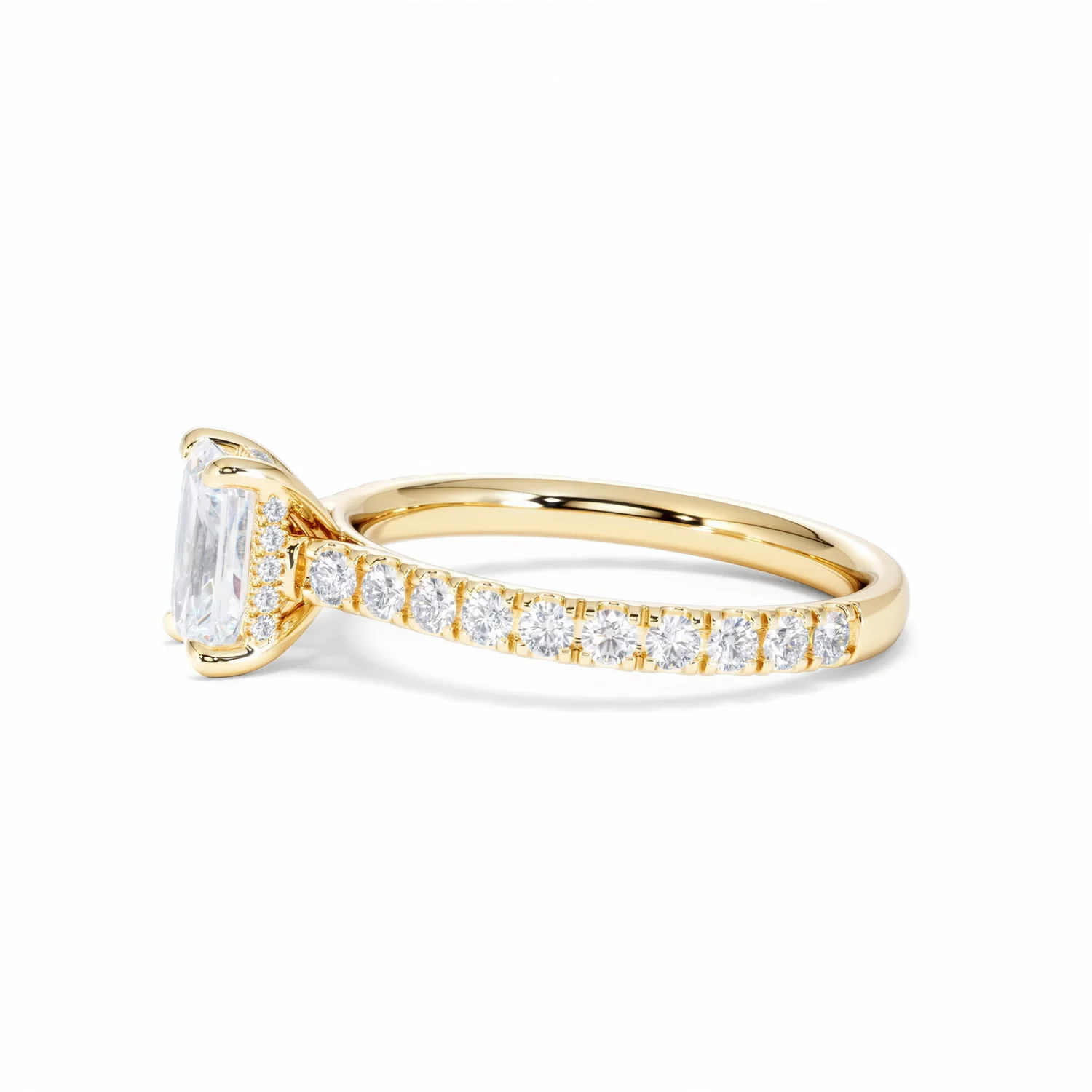 Amora Radiant 1.00ct Hidden Halo Diamond Engagement Ring With Side Stones Set in 18K Gold - Image 73