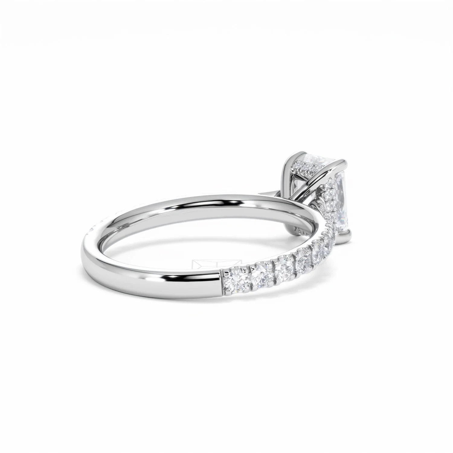 Amora Radiant 1.00ct Hidden Halo Diamond Engagement Ring With Side Stones Set in 18K White Gold - Image 40