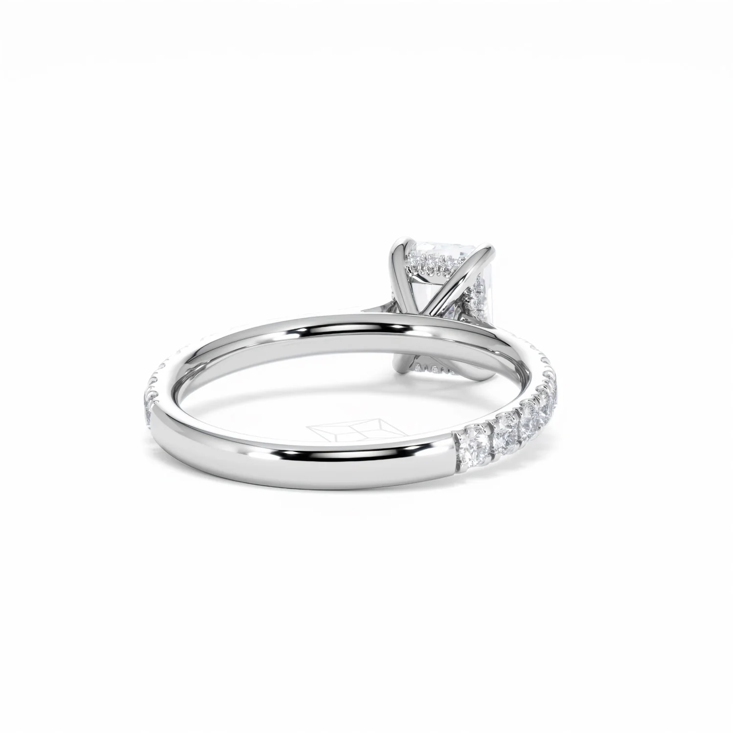 Amora Radiant 1.00ct Hidden Halo Diamond Engagement Ring With Side Stones Set in 18K White Gold - Image 45