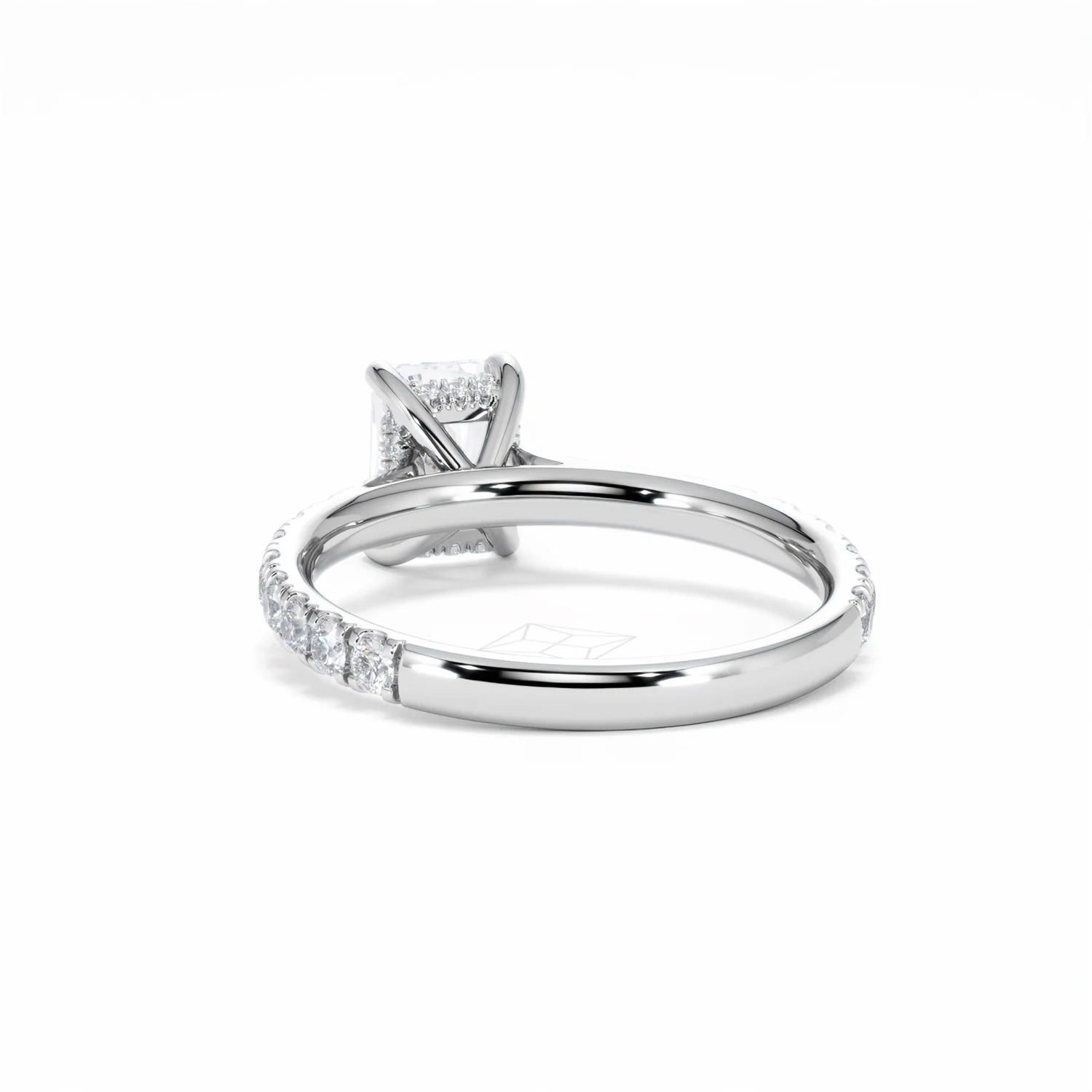 Amora Radiant 1.00ct Hidden Halo Diamond Engagement Ring With Side Stones Set in 18K White Gold - Image 54