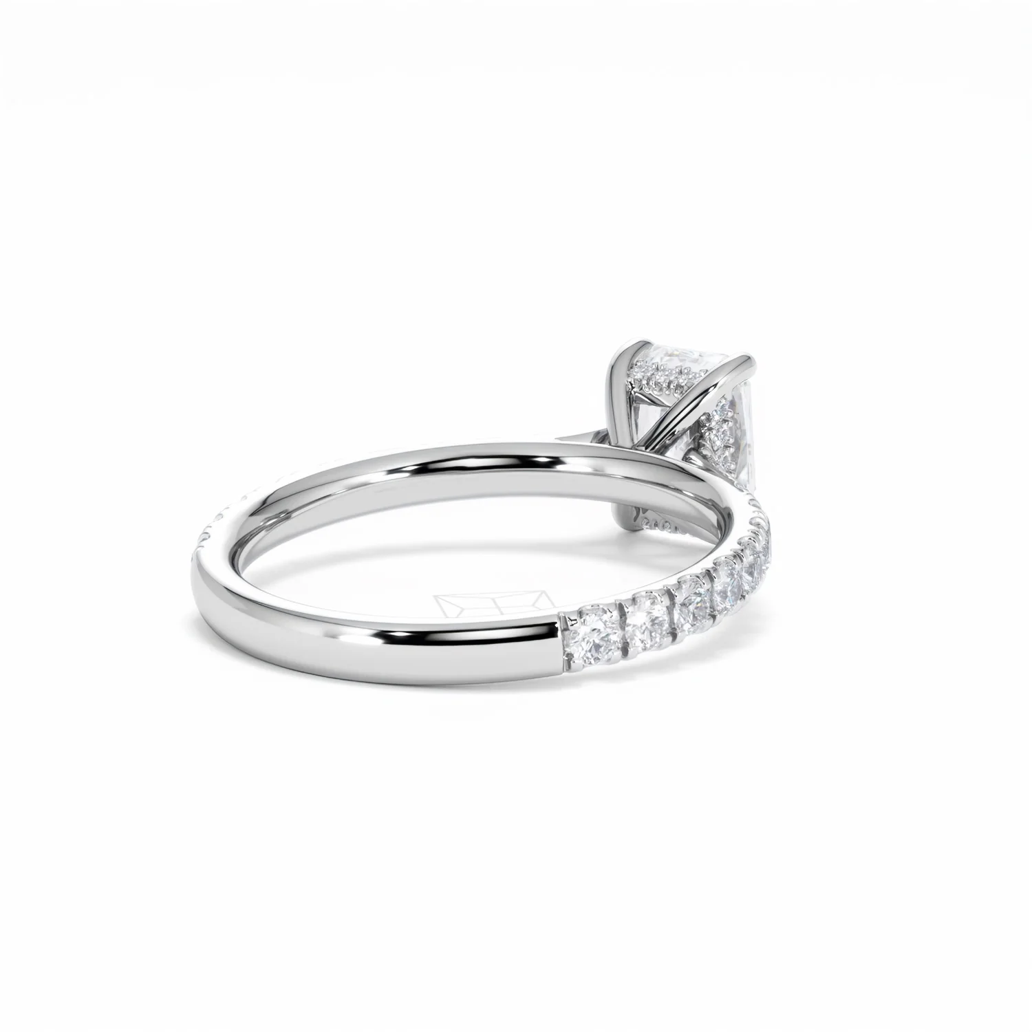 Amora Radiant 1.00ct Hidden Halo Diamond Engagement Ring With Side Stones Set in Platinum - Image 42
