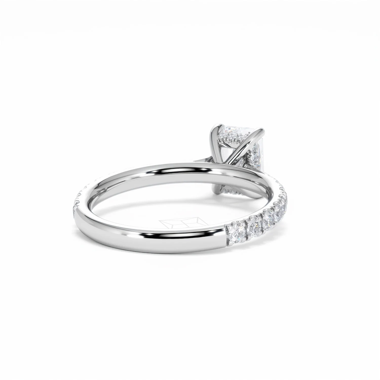 Amora Radiant 1.00ct Hidden Halo Diamond Engagement Ring With Side Stones Set in Platinum - Image 44