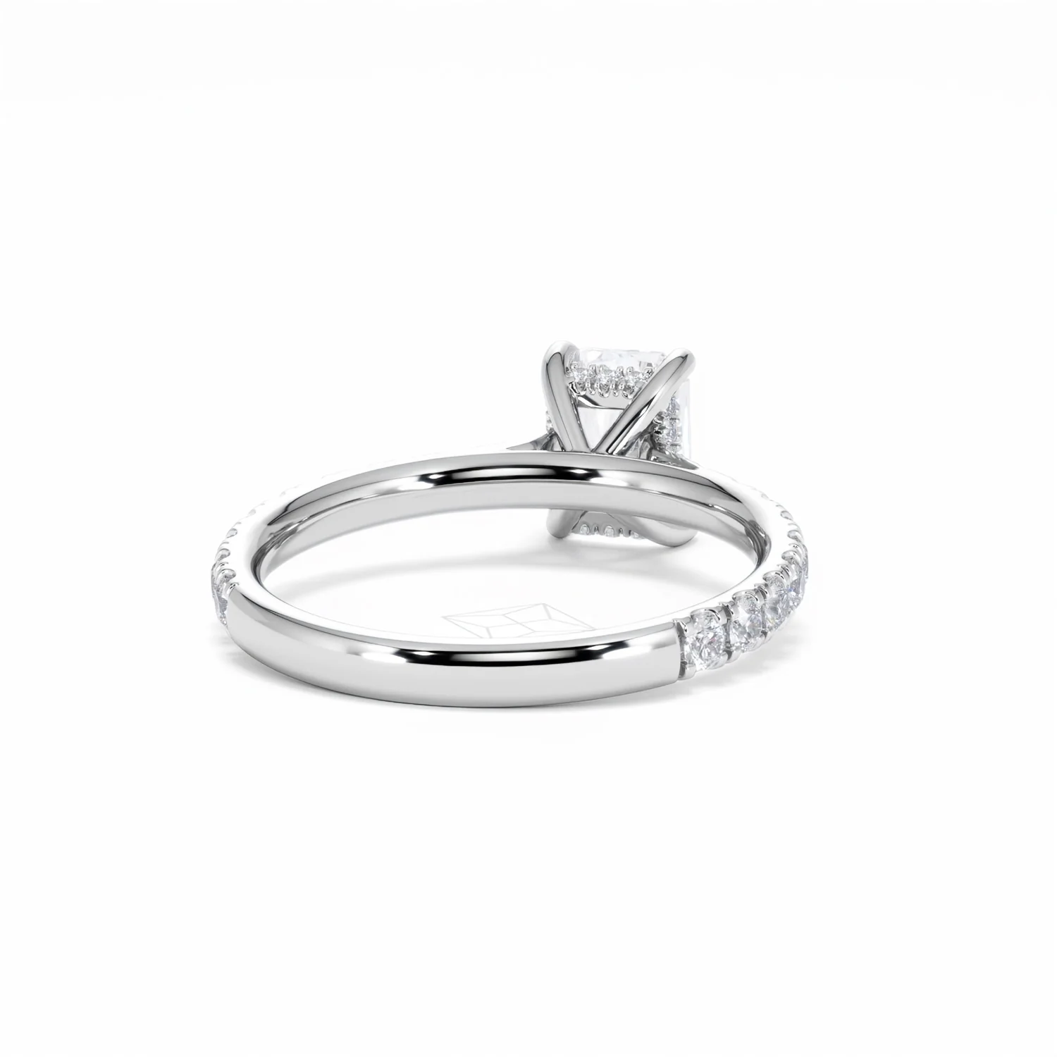 Amora Radiant 1.00ct Hidden Halo Diamond Engagement Ring With Side Stones Set in Platinum - Image 46