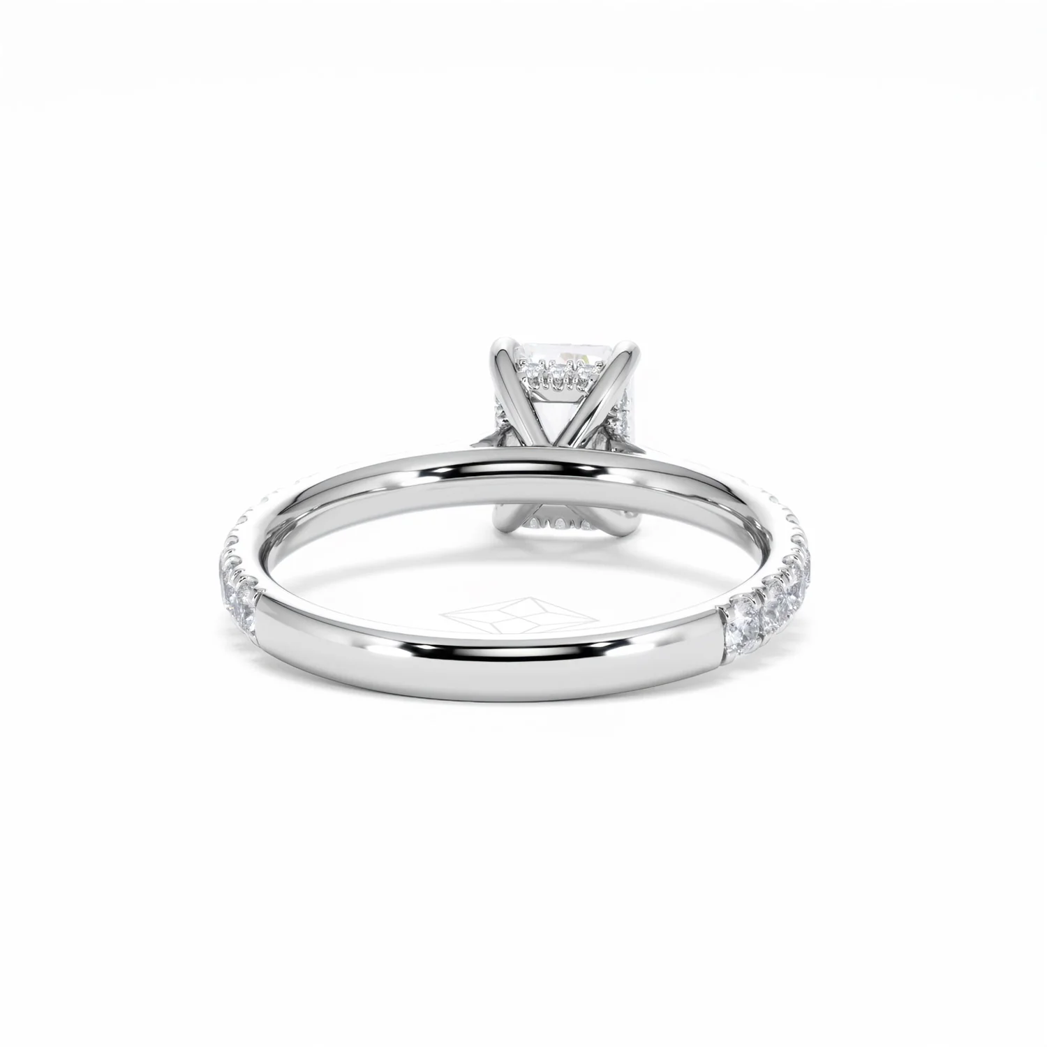Amora Radiant 1.00ct Hidden Halo Diamond Engagement Ring With Side Stones Set in Platinum - Image 48