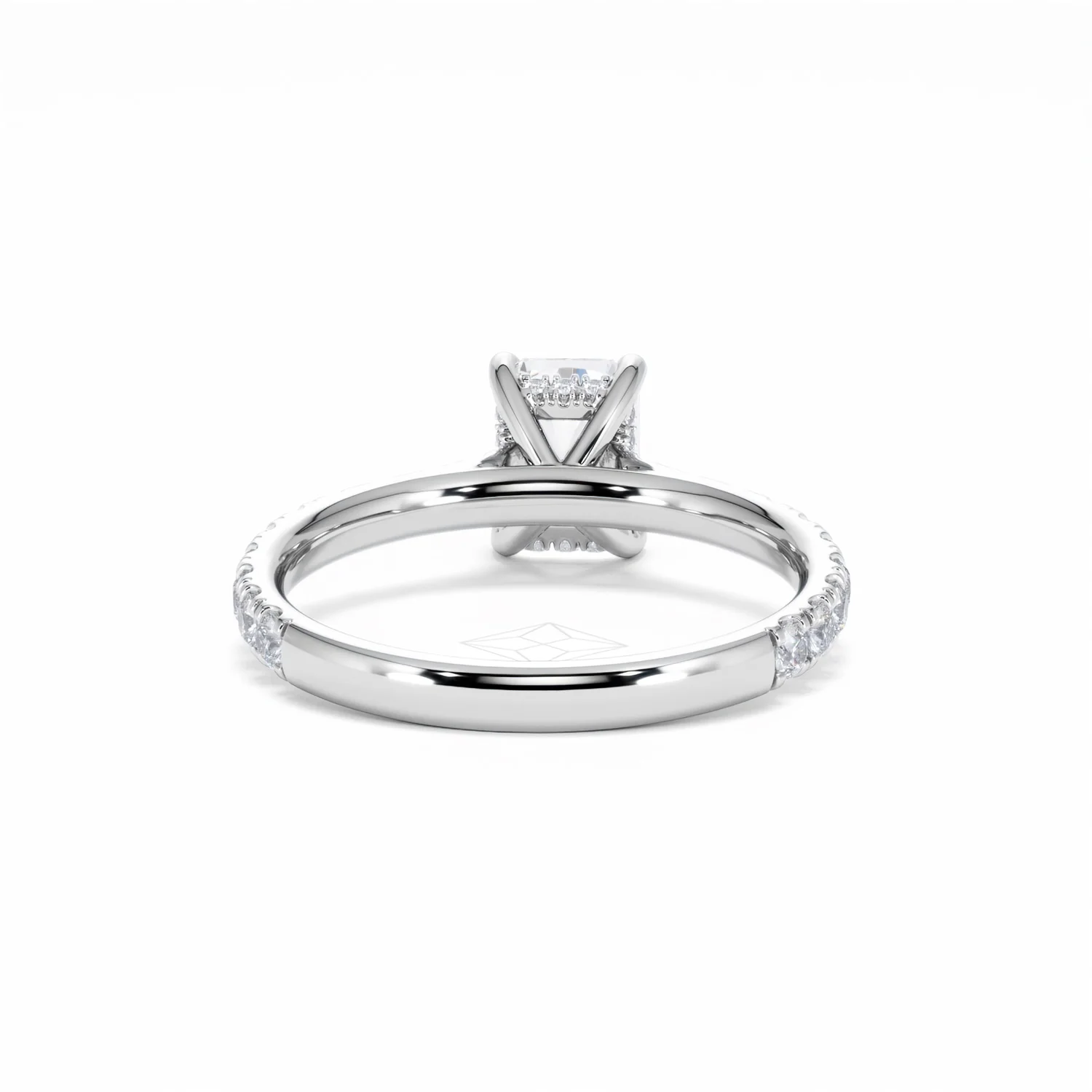 Amora Radiant 1.00ct Hidden Halo Diamond Engagement Ring With Side Stones Set in Platinum - Image 49