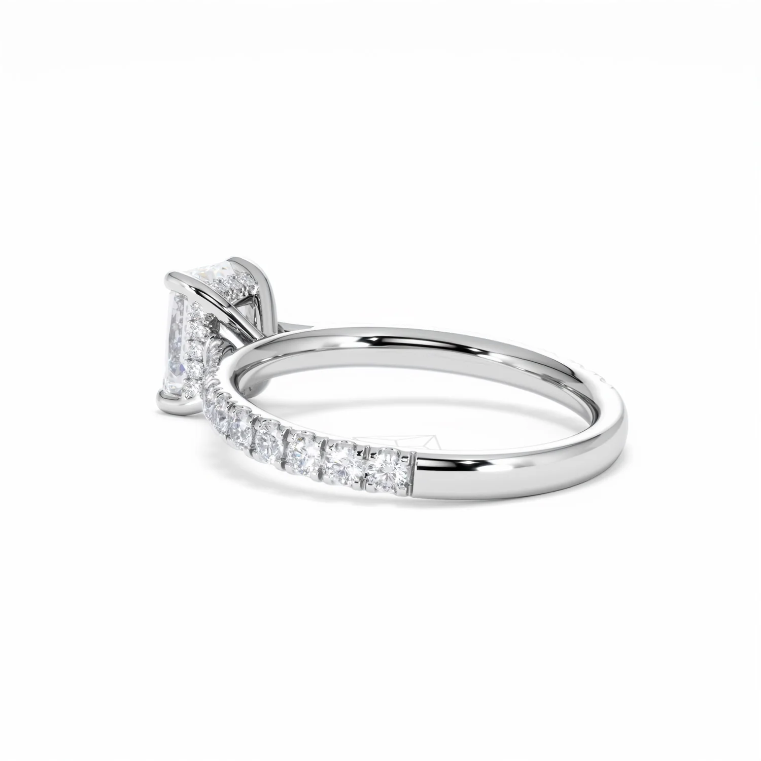Amora Radiant 1.00ct Hidden Halo Diamond Engagement Ring With Side Stones Set in Platinum - Image 61