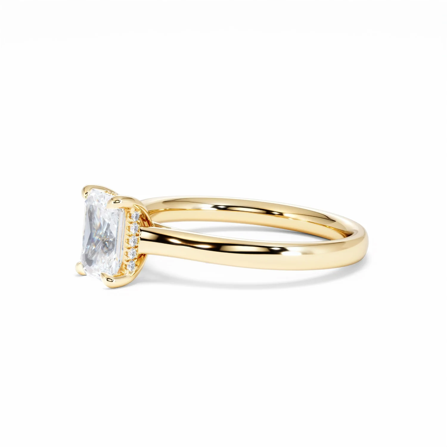 Amora Radiant 1.00ct Hidden Halo Lab Diamond Engagement Ring F/VS1 Set in 18K Gold - Image 77