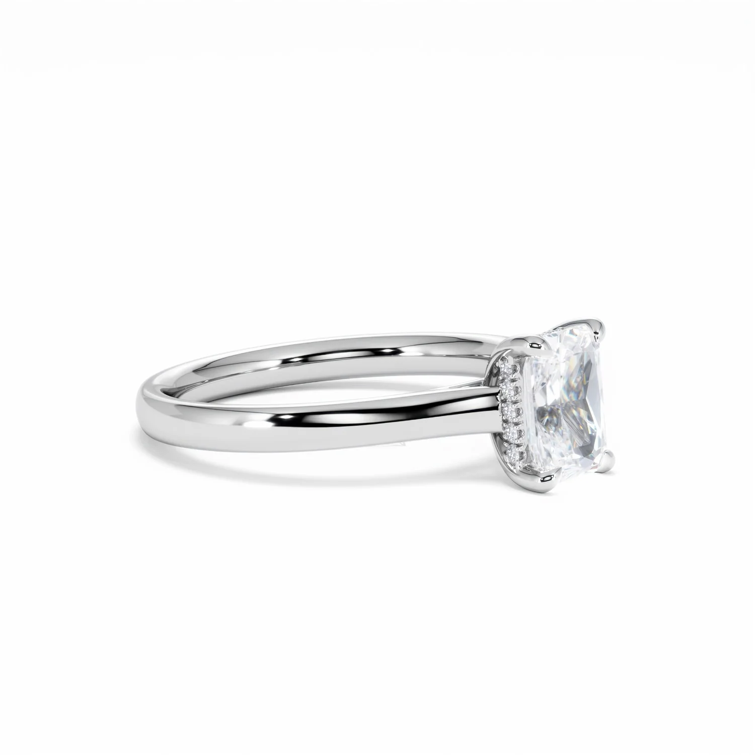 Amora Radiant 1.00ct Hidden Halo Lab Diamond Engagement Ring F/VS1 Set in 18K White Gold - Image 21