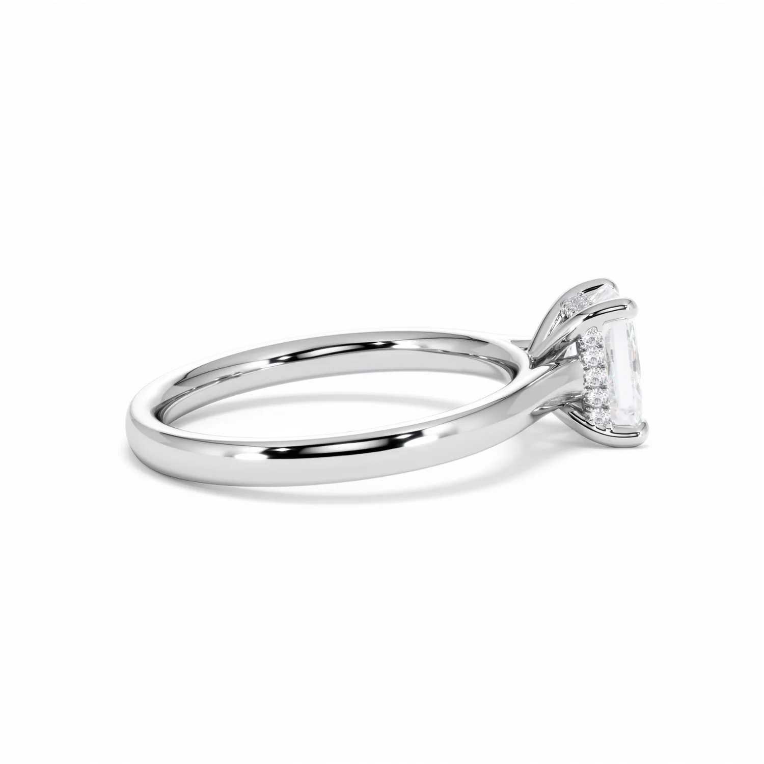 Amora Radiant 1.00ct Hidden Halo Lab Diamond Engagement Ring F/VS1 Set in 18K White Gold - Image 32