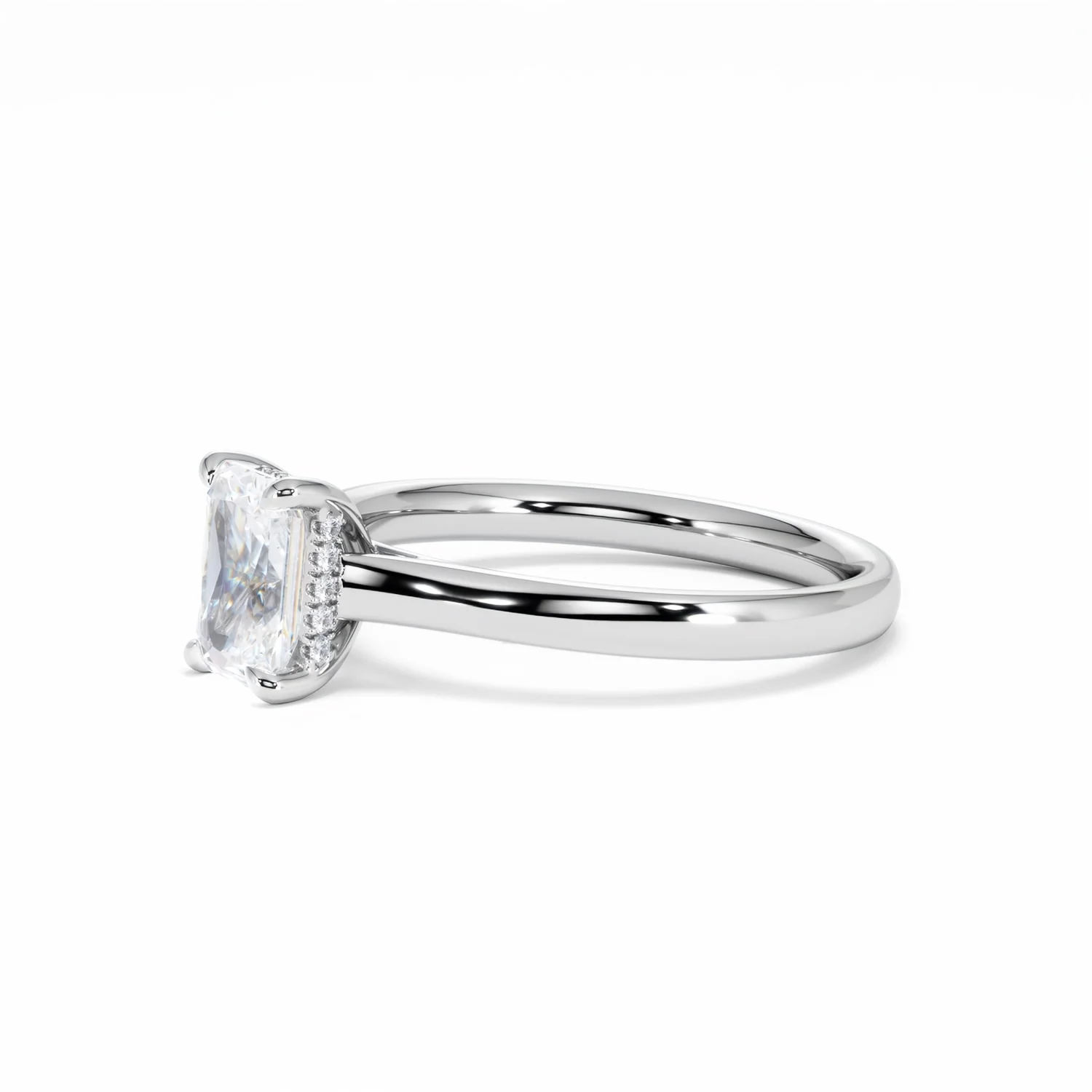 Amora Radiant 1.00ct Hidden Halo Lab Diamond Engagement Ring F/VS1 Set in 18K White Gold - Image 77
