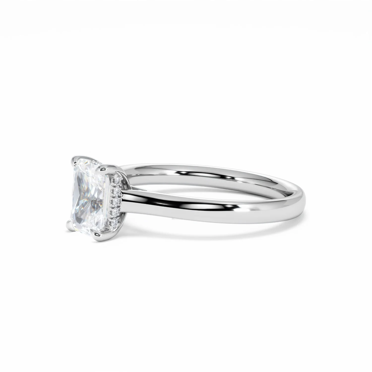 Amora Radiant 1.00ct Hidden Halo Lab Diamond Engagement Ring F/VS1 Set in 18K White Gold - Image 78