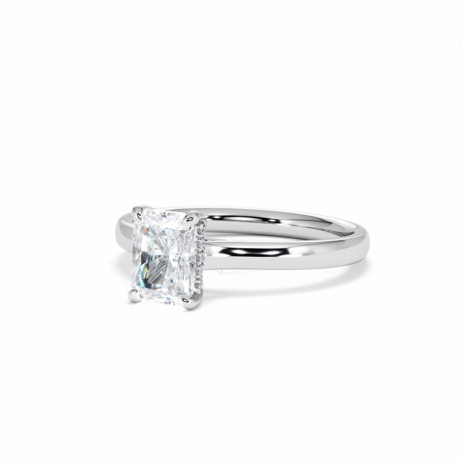 Amora Radiant 1.00ct Hidden Halo Lab Diamond Engagement Ring F/VS1 Set in 18K White Gold - Image 84
