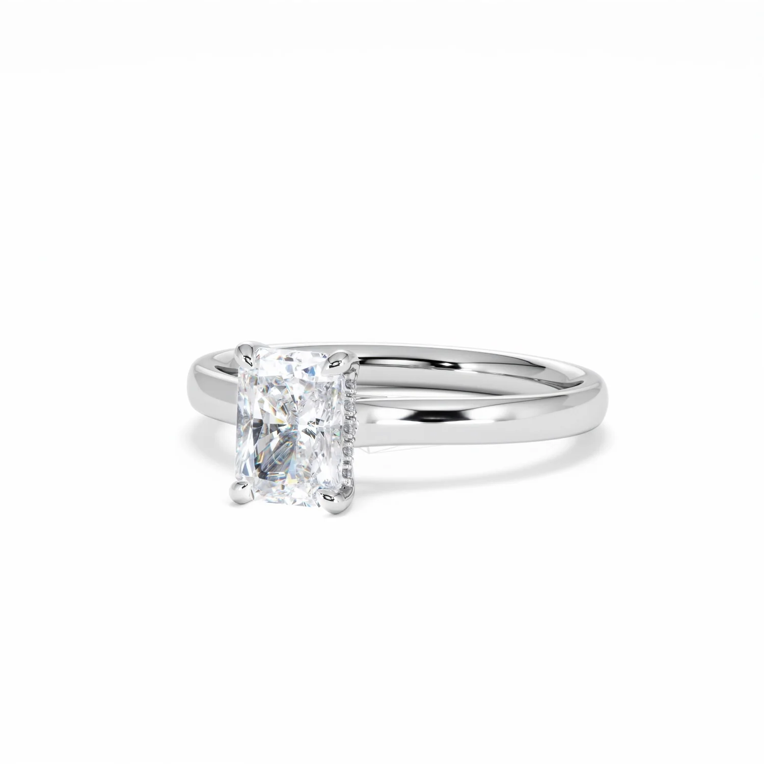 Amora Radiant 1.00ct Hidden Halo Lab Diamond Engagement Ring F/VS1 Set in 18K White Gold - Image 85