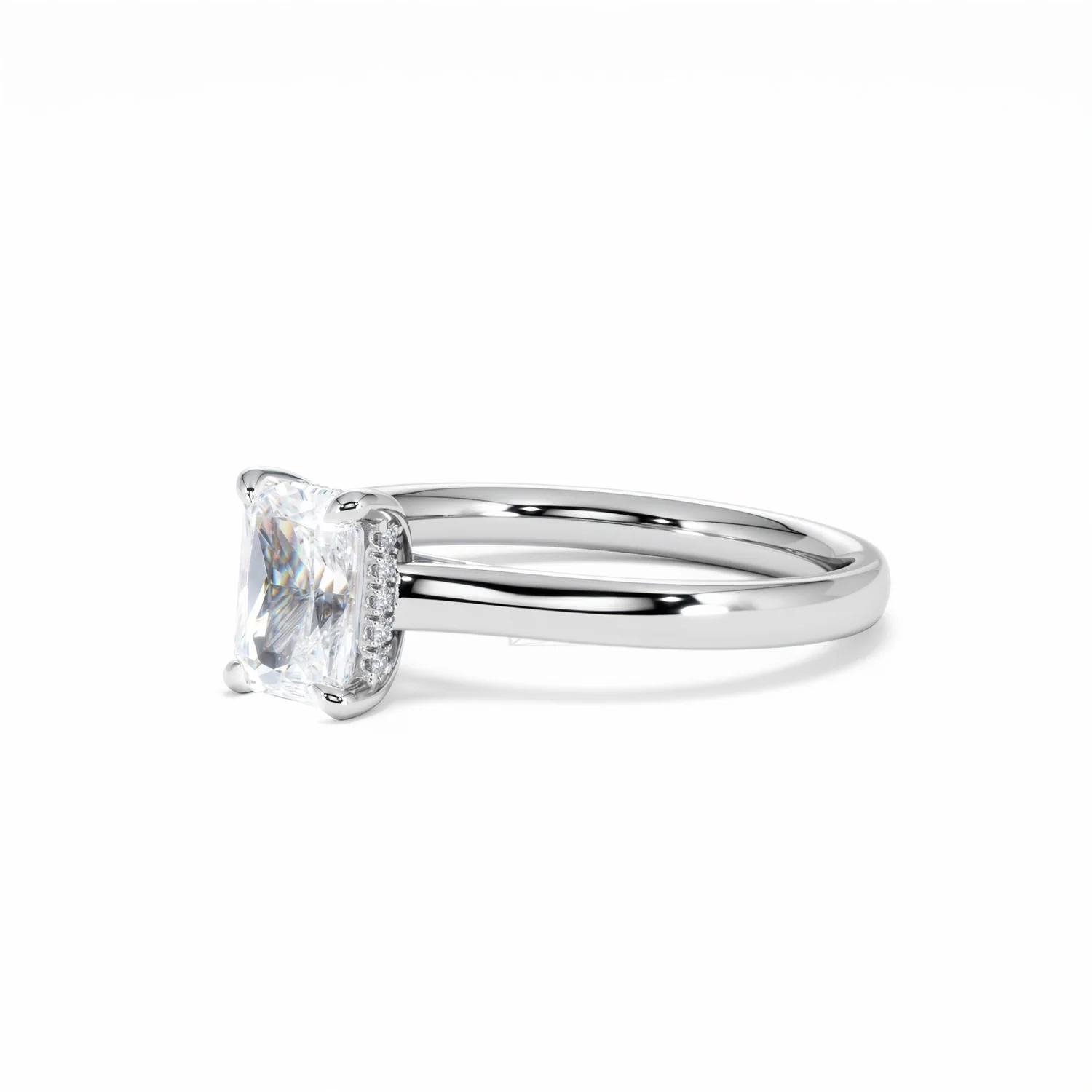 Amora Radiant 1.00ct Hidden Halo Lab Diamond Engagement Ring F/VS1 Set in Platinum - Image 80