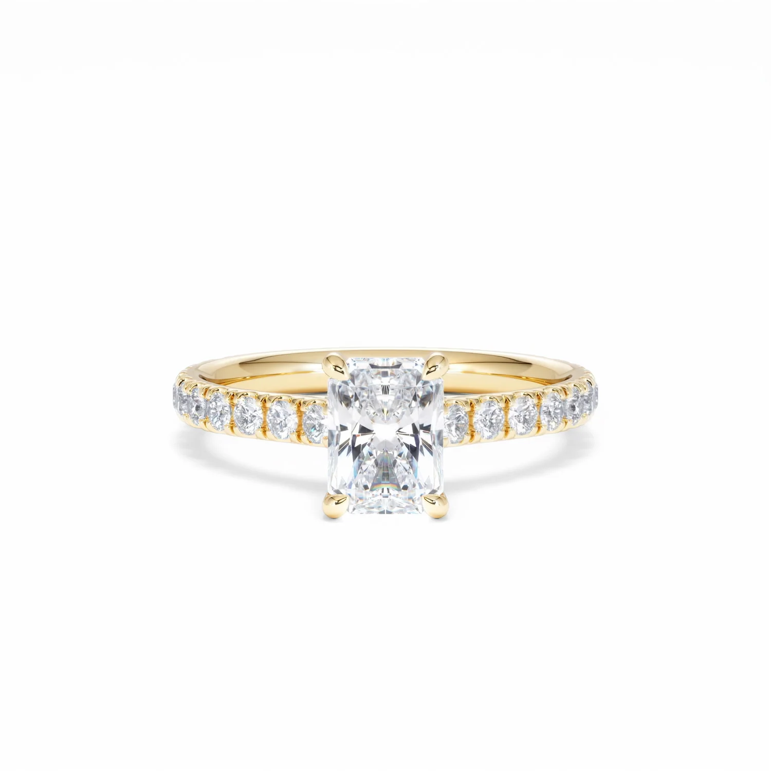 Amora Radiant 1.00ct Hidden Halo Lab Diamond Engagement Ring With Side Stones Set in 18K Gold - Image 10