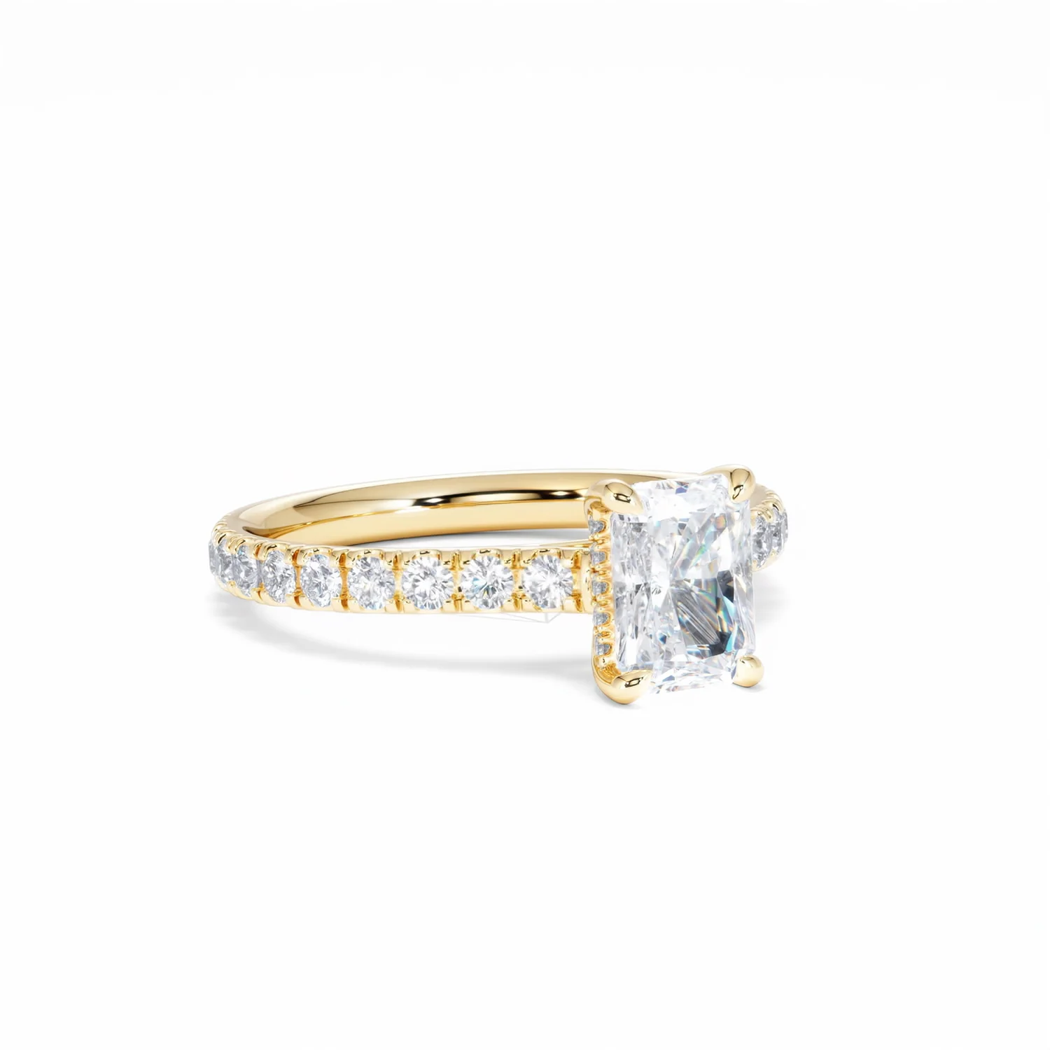Amora Radiant 1.00ct Hidden Halo Lab Diamond Engagement Ring With Side Stones Set in 18K Gold - Image 16