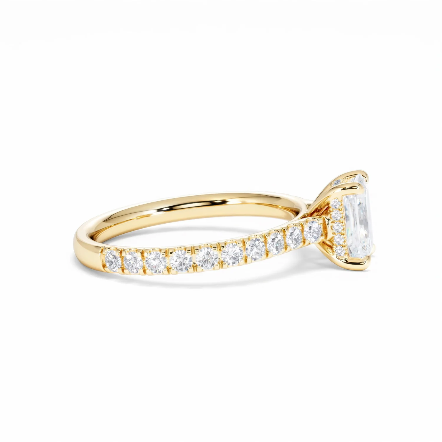 Amora Radiant 1.00ct Hidden Halo Lab Diamond Engagement Ring With Side Stones Set in 18K Gold - Image 28