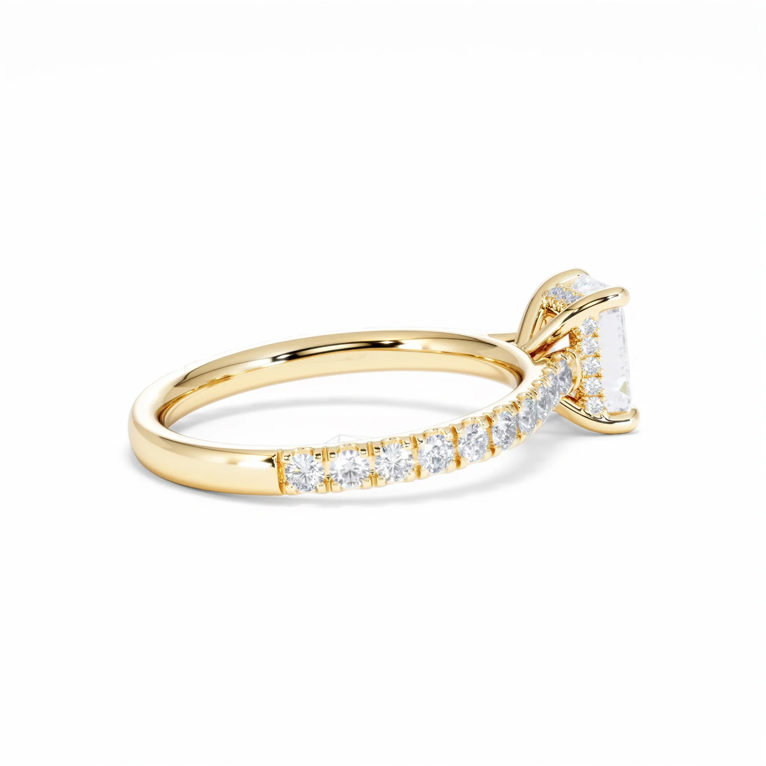 Amora Radiant 1.00ct Hidden Halo Lab Diamond Engagement Ring With Side Stones Set in 18K Gold - Image 35