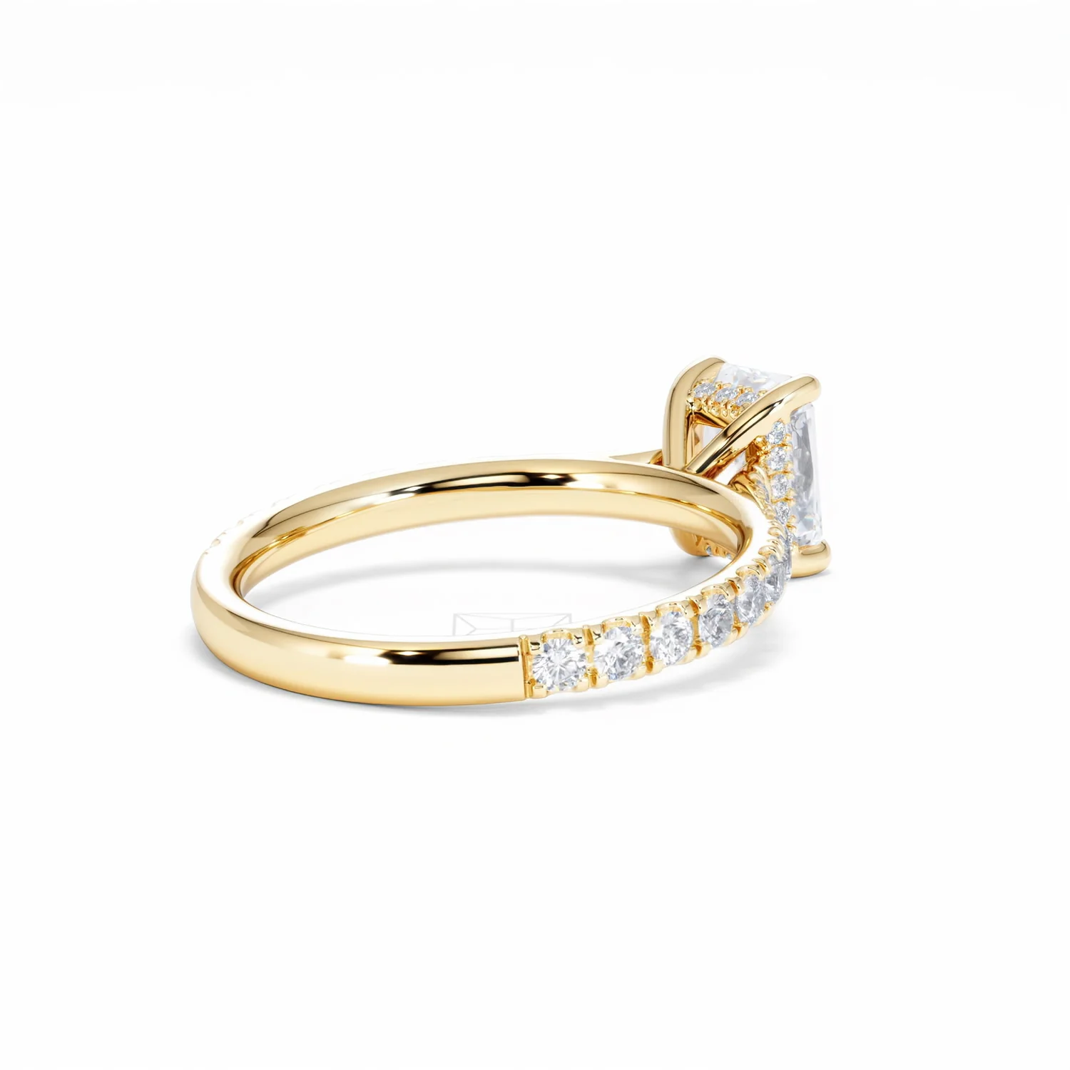 Amora Radiant 1.00ct Hidden Halo Lab Diamond Engagement Ring With Side Stones Set in 18K Gold - Image 40