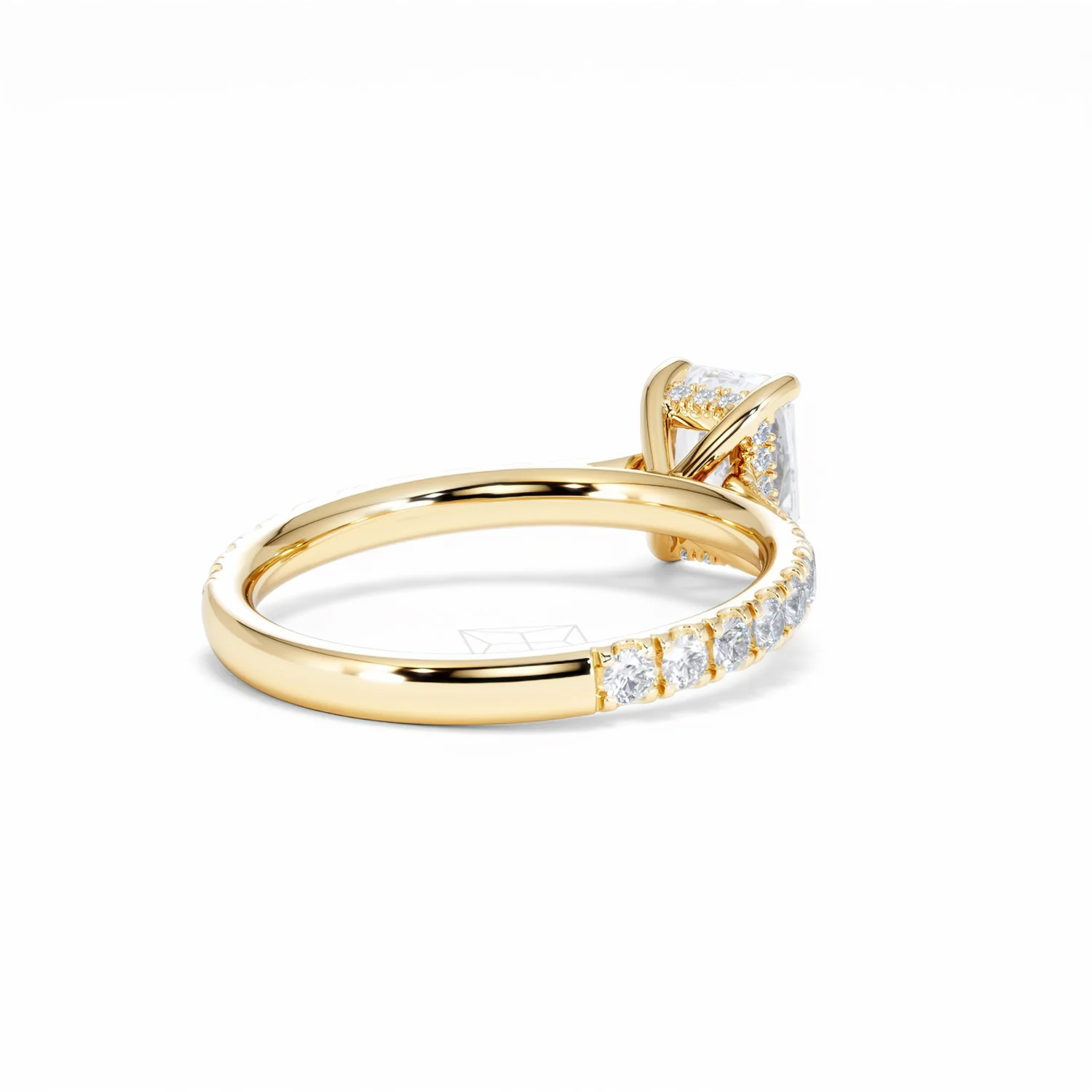 Amora Radiant 1.00ct Hidden Halo Lab Diamond Engagement Ring With Side Stones Set in 18K Gold - Image 42