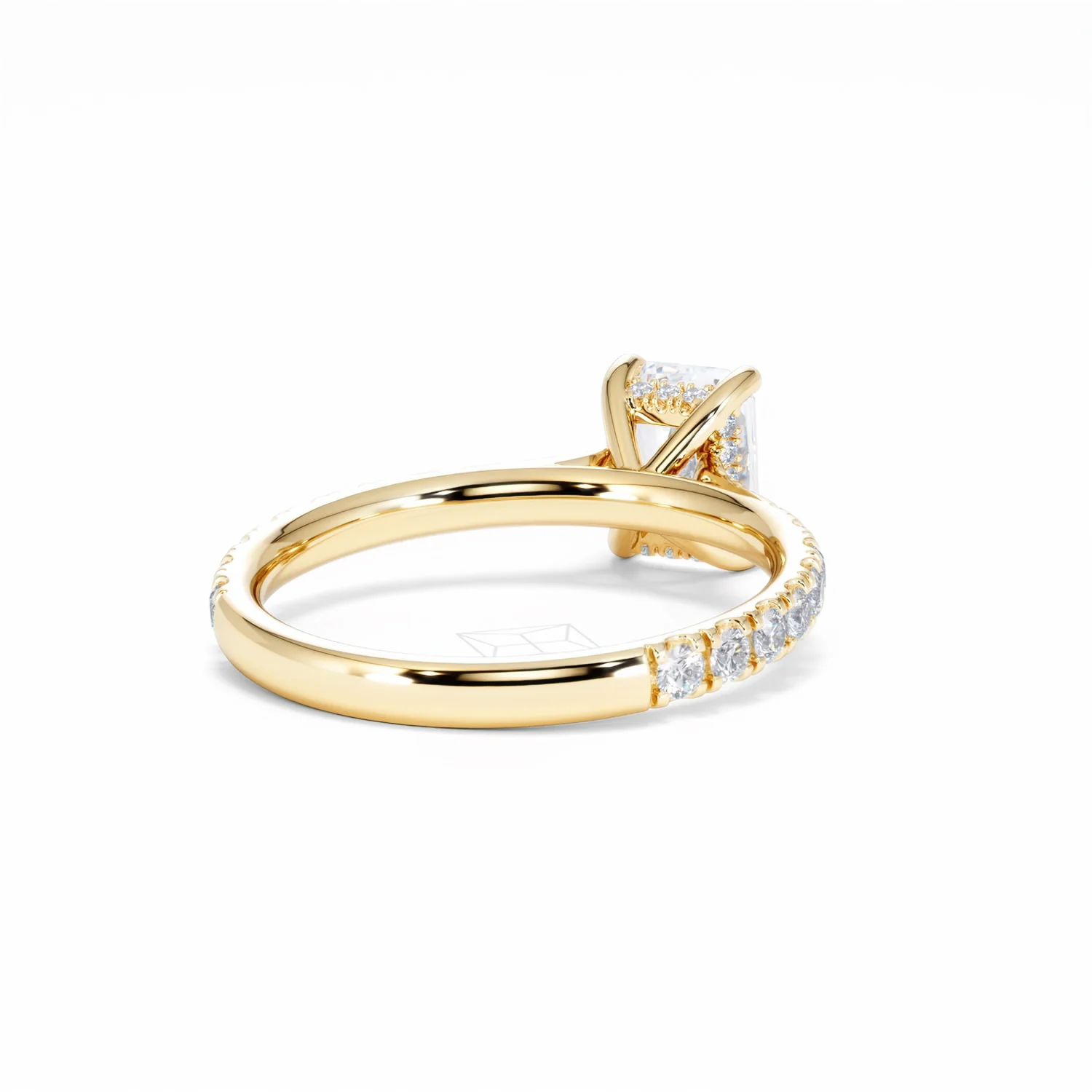 Amora Radiant 1.00ct Hidden Halo Lab Diamond Engagement Ring With Side Stones Set in 18K Gold - Image 44