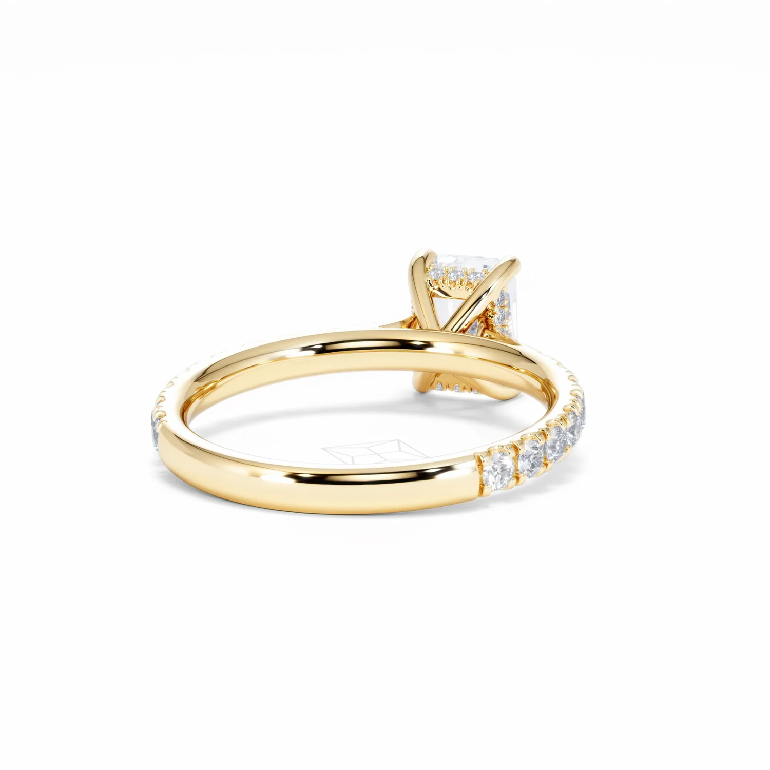 Amora Radiant 1.00ct Hidden Halo Lab Diamond Engagement Ring With Side Stones Set in 18K Gold - Image 45
