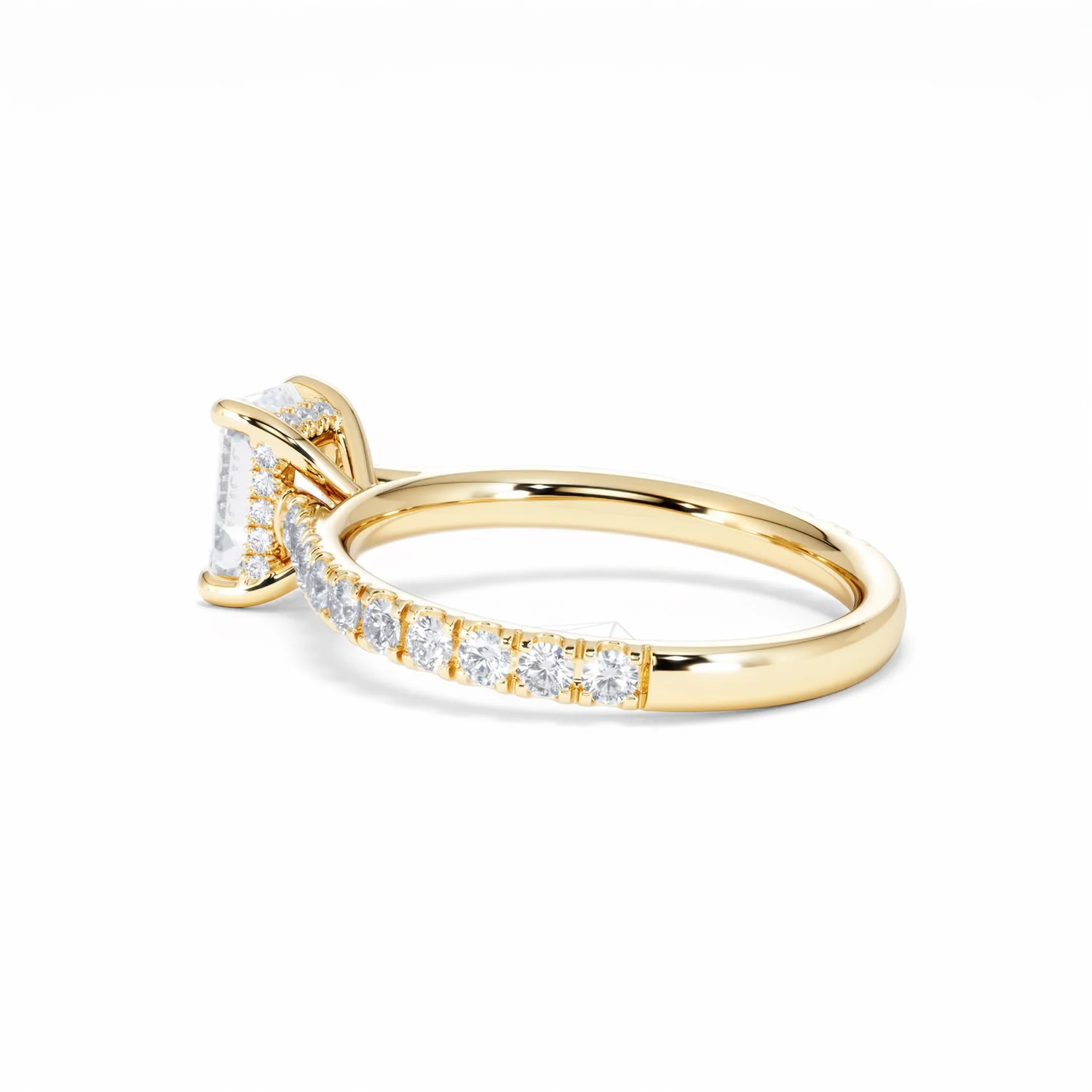 Amora Radiant 1.00ct Hidden Halo Lab Diamond Engagement Ring With Side Stones Set in 18K Gold - Image 63