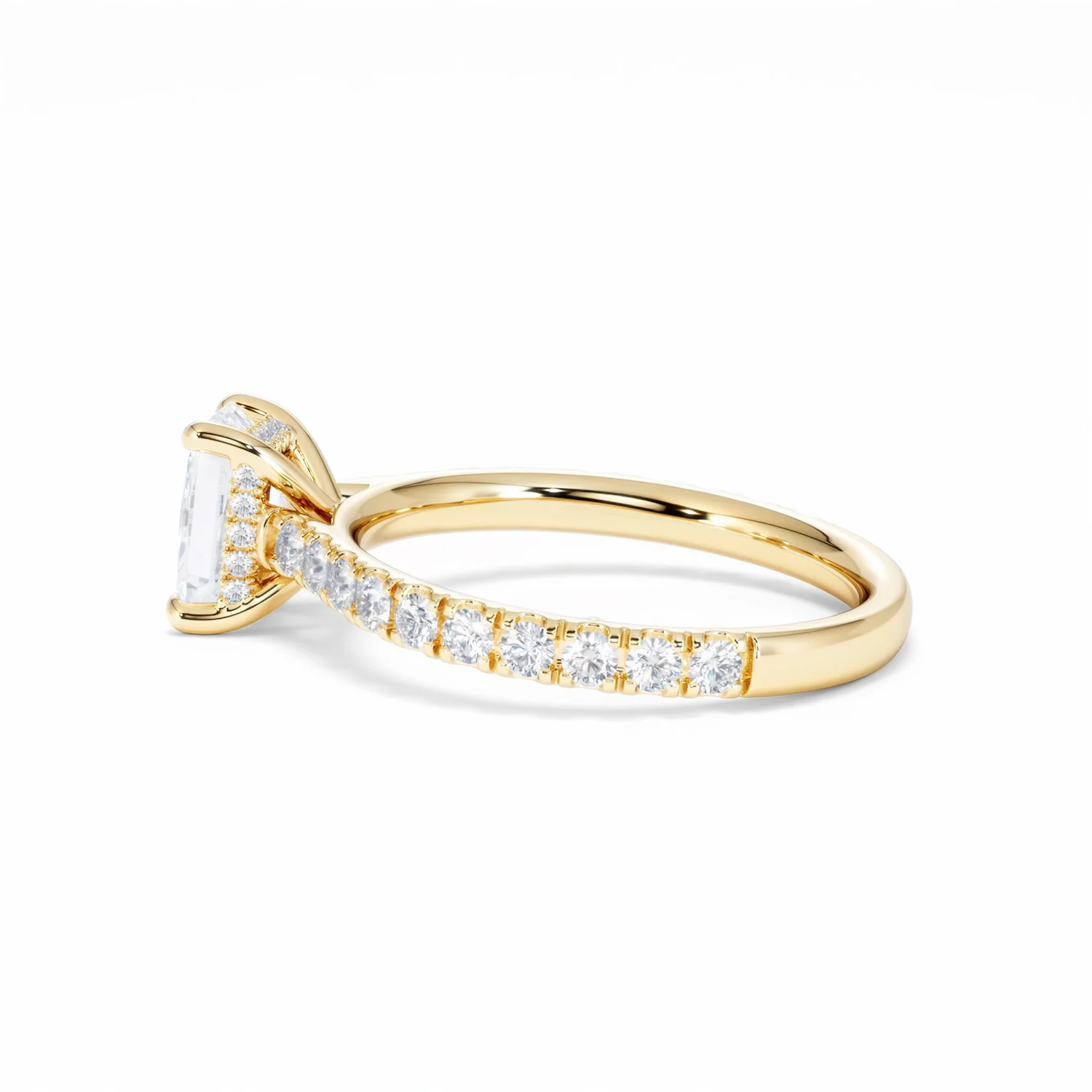 Amora Radiant 1.00ct Hidden Halo Lab Diamond Engagement Ring With Side Stones Set in 18K Gold - Image 67