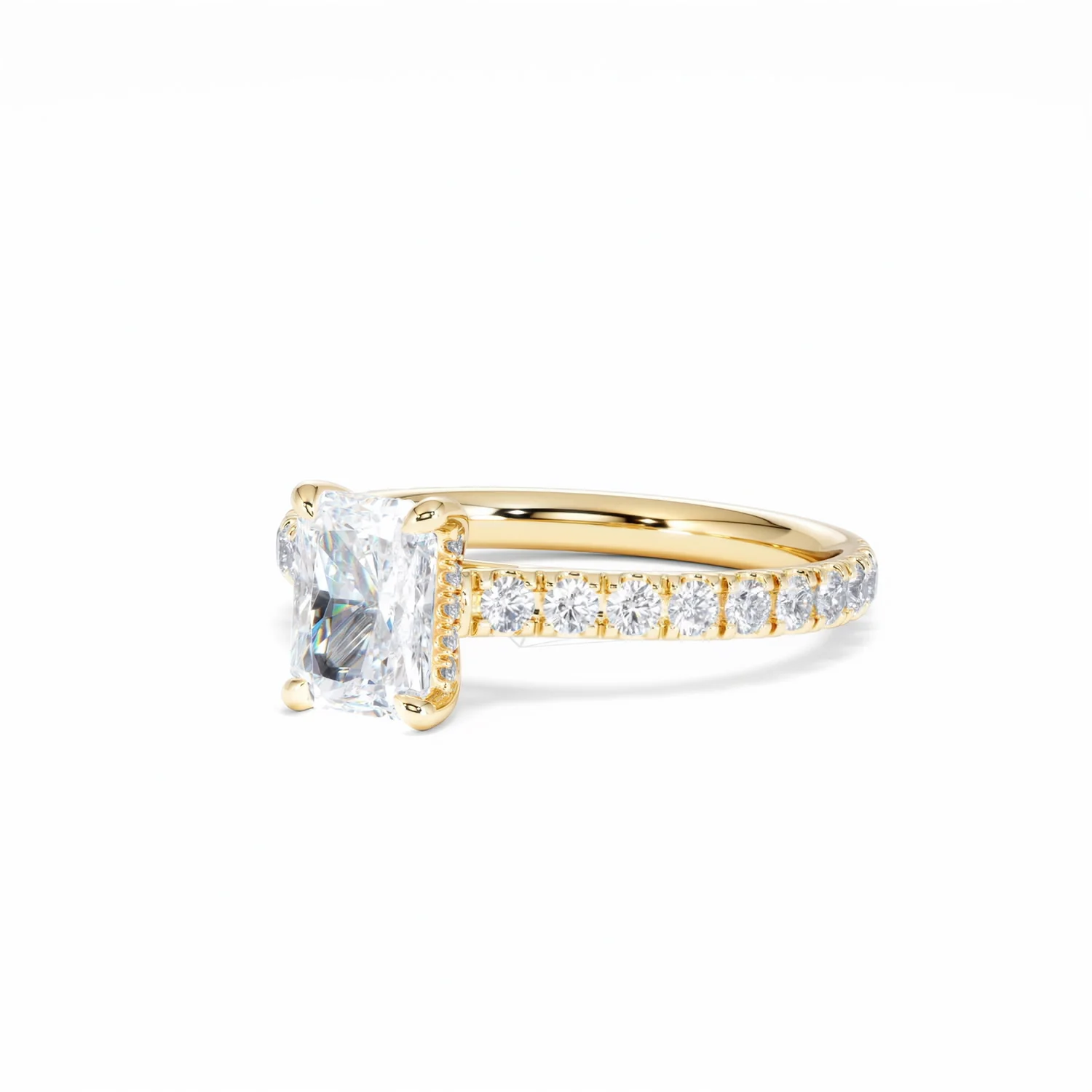 Amora Radiant 1.00ct Hidden Halo Lab Diamond Engagement Ring With Side Stones Set in 18K Gold - Image 83
