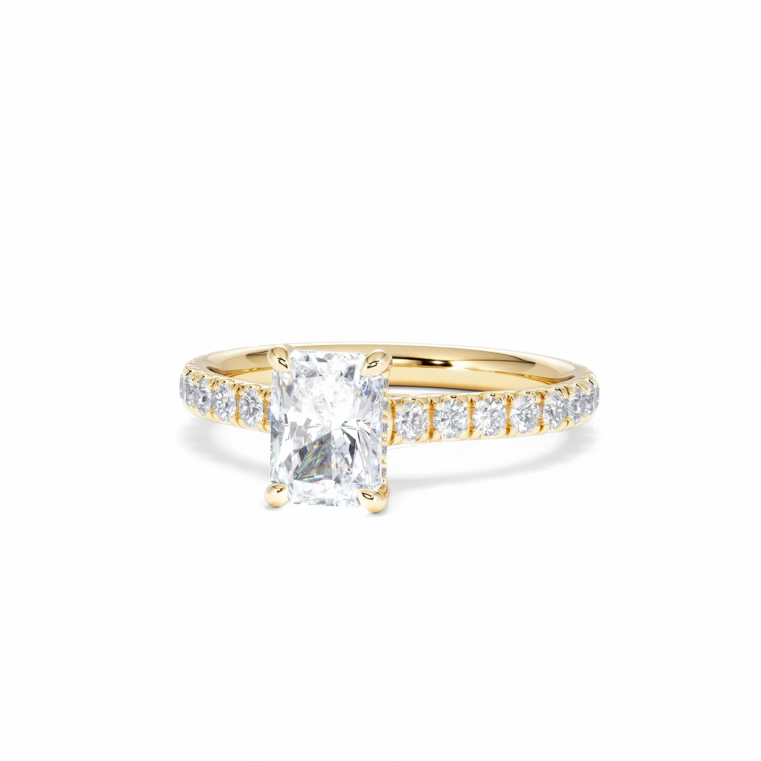 Amora Radiant 1.00ct Hidden Halo Lab Diamond Engagement Ring With Side Stones Set in 18K Gold - Image 87